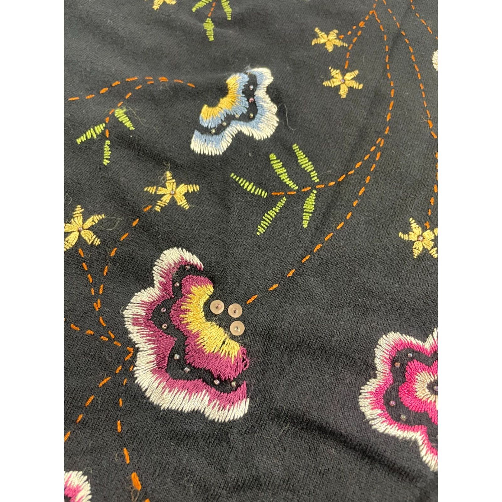 Vintage JH Collectibles Sweater Women's XL Black Pullover Embroidered Floral Siq Crew Neck Long Sleeve Modern Size XL / US 12-14 / IT 48-50 - 3 Thumbnail