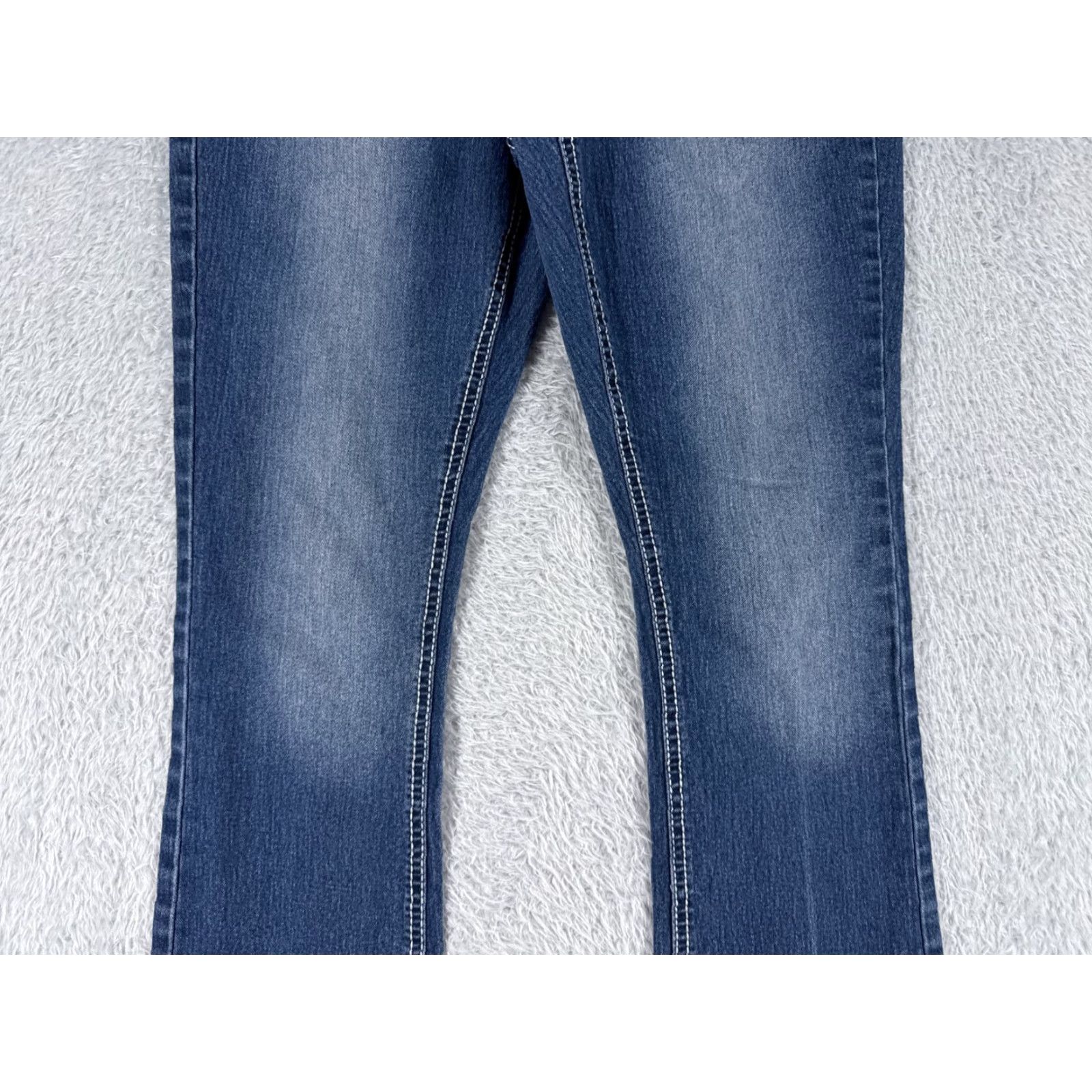 Faded Glory Vintage Faded Glory Blue Denim Bootcut Jeans Womens 26x28 Low Rise Distressed 6P Size 28" / US 6 / IT 42 - 3 Thumbnail