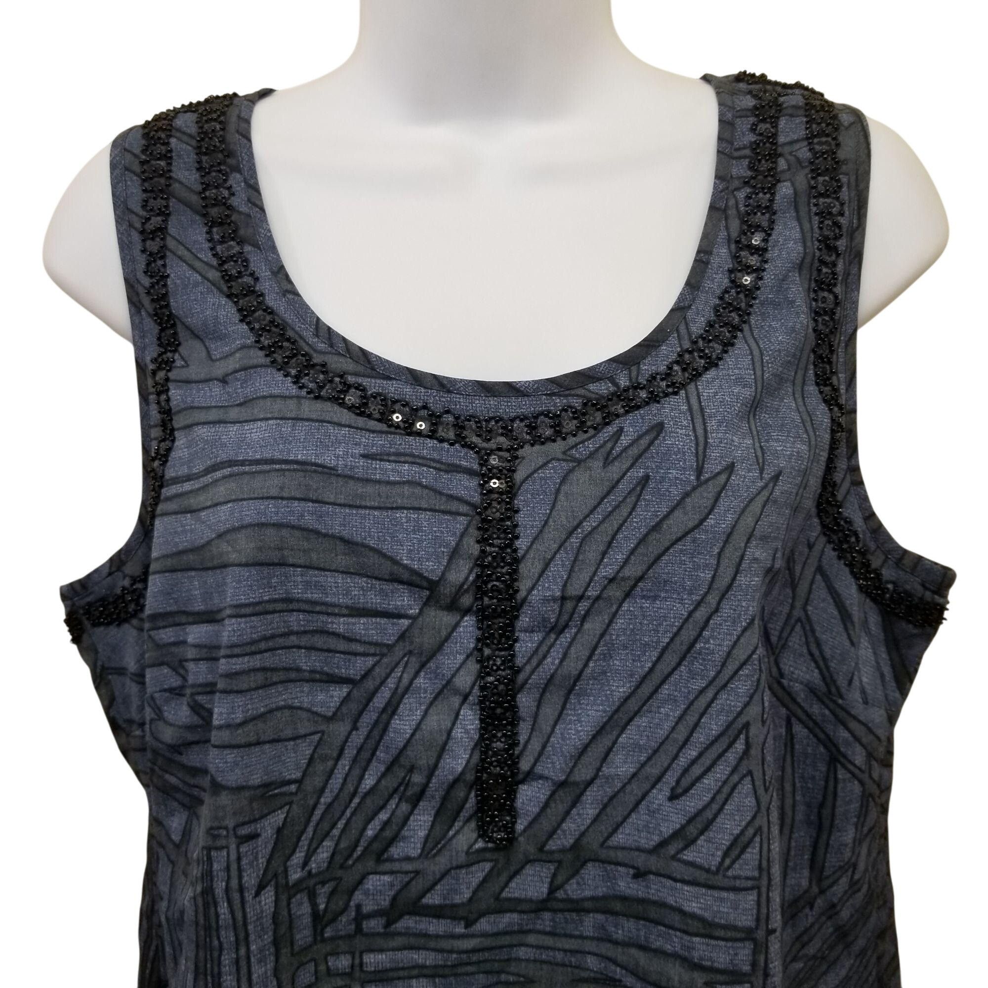Other CAbi 3334 S Top Sleeveless Beaded Tank Blue Striped Business Size S / US 4 / IT 40 - 3 Thumbnail