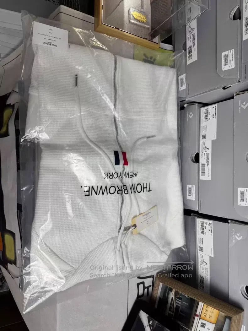 Thom Browne Thom Browne Hooded waffle long-sleeve zip-up sweatshirt Size US XL / EU 56 / 4 - 7 Thumbnail