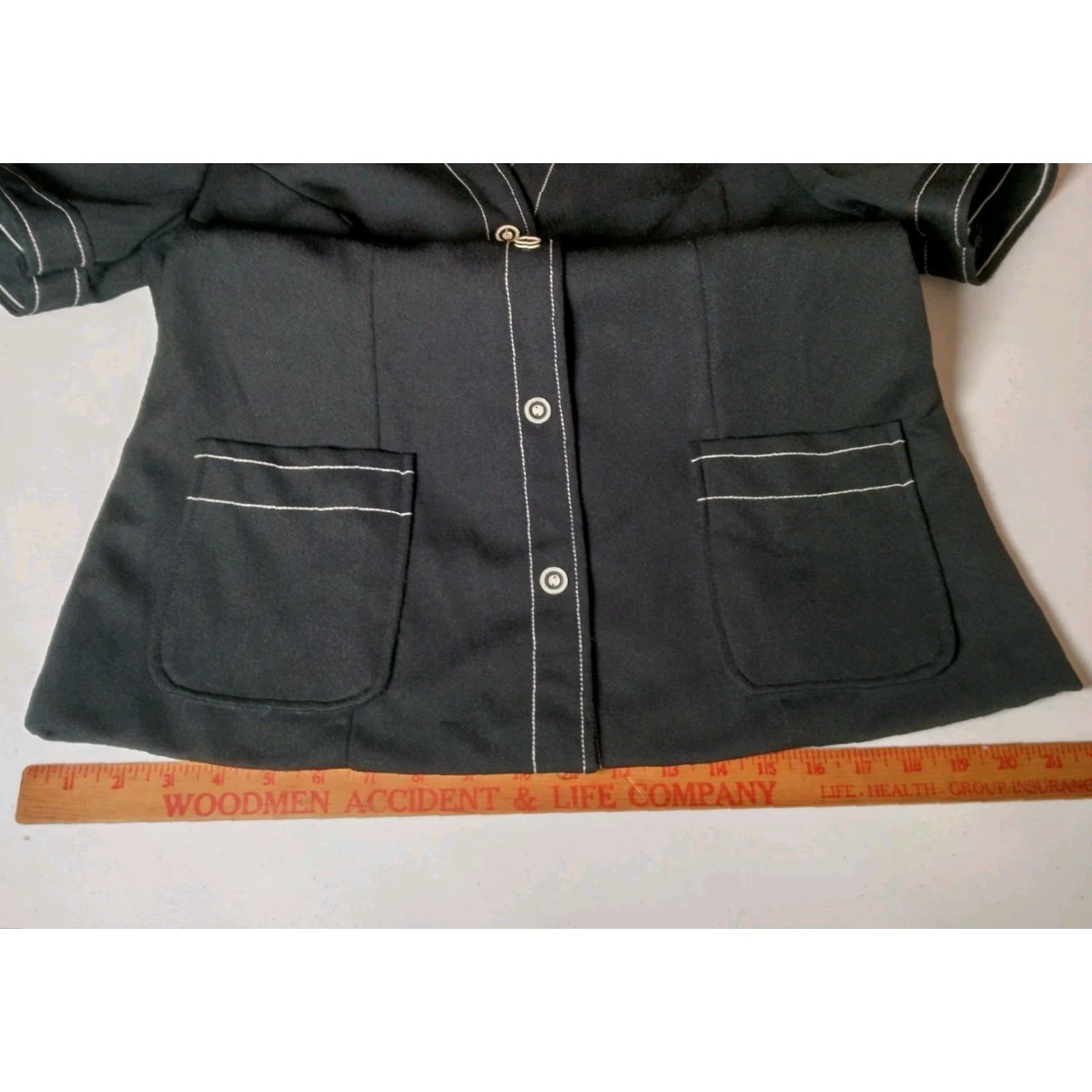 Vintage VINTAGE Work Smock Shirt XL Tall Black Polyester V-neck Button-Up Short Sleeve Men? Women? Size XL / US 12-14 / IT 48-50 - 7 Thumbnail