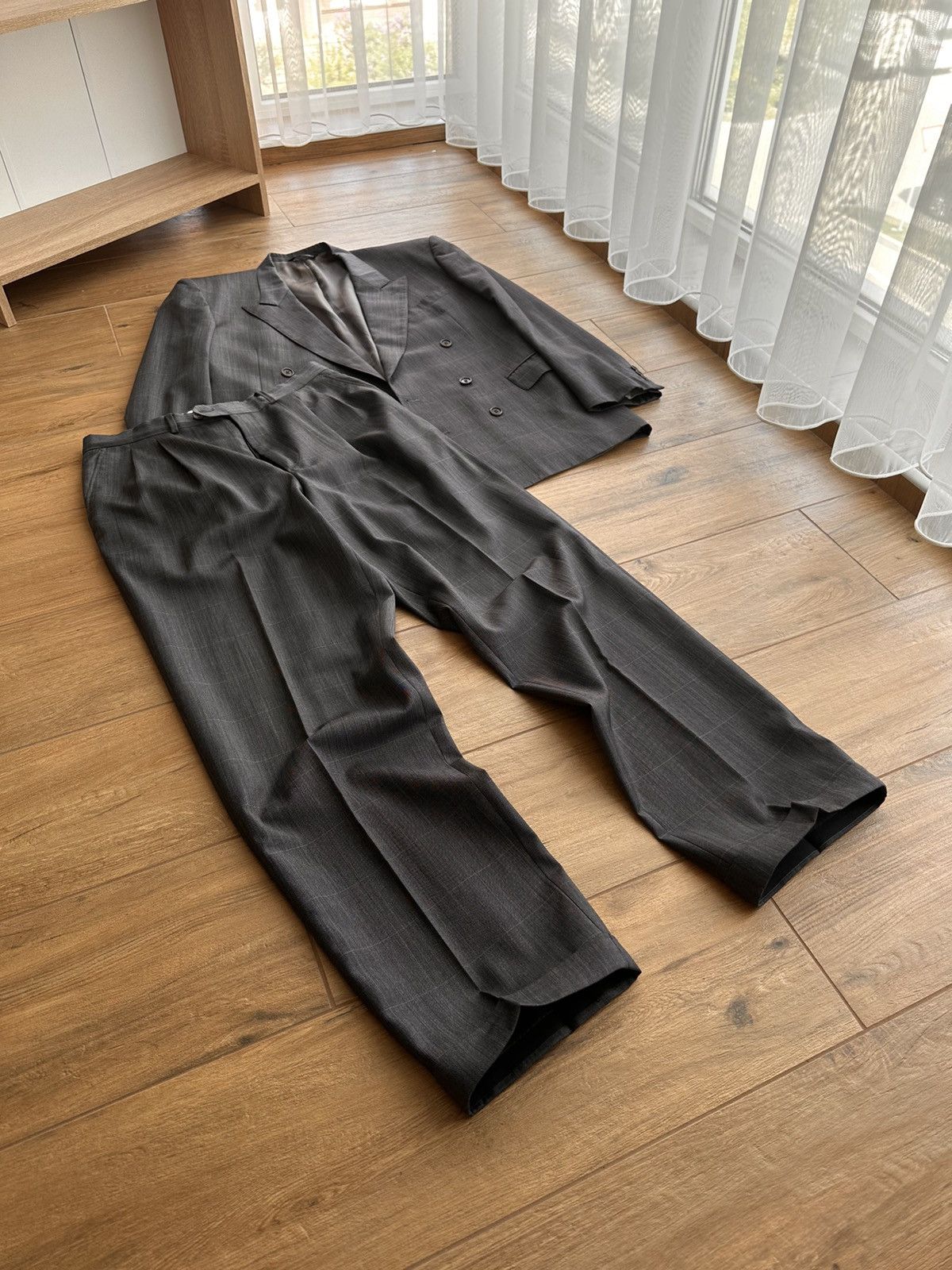 Balenciaga × Vintage Vintage Balenciaga Paris Luxury Laine Grey Formal Suit Size 40L - 10 Thumbnail