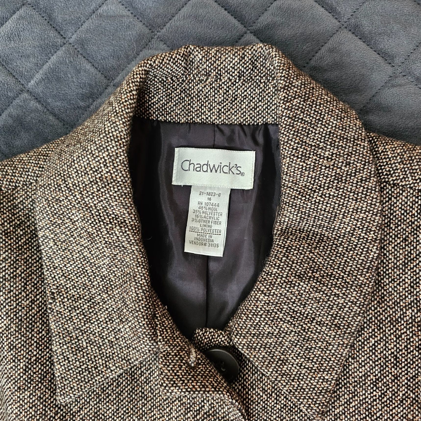 Vintage VINTAGE Chadwick's Blazer Womens 16 Brown Jacket Button Pockets Lined Wool Blend Tweed Short Tailored Classic Urban Collegiate 80s 90s Mens Womens? Size XXL / US 16-18 / IT 52-54 - 7 Thumbnail