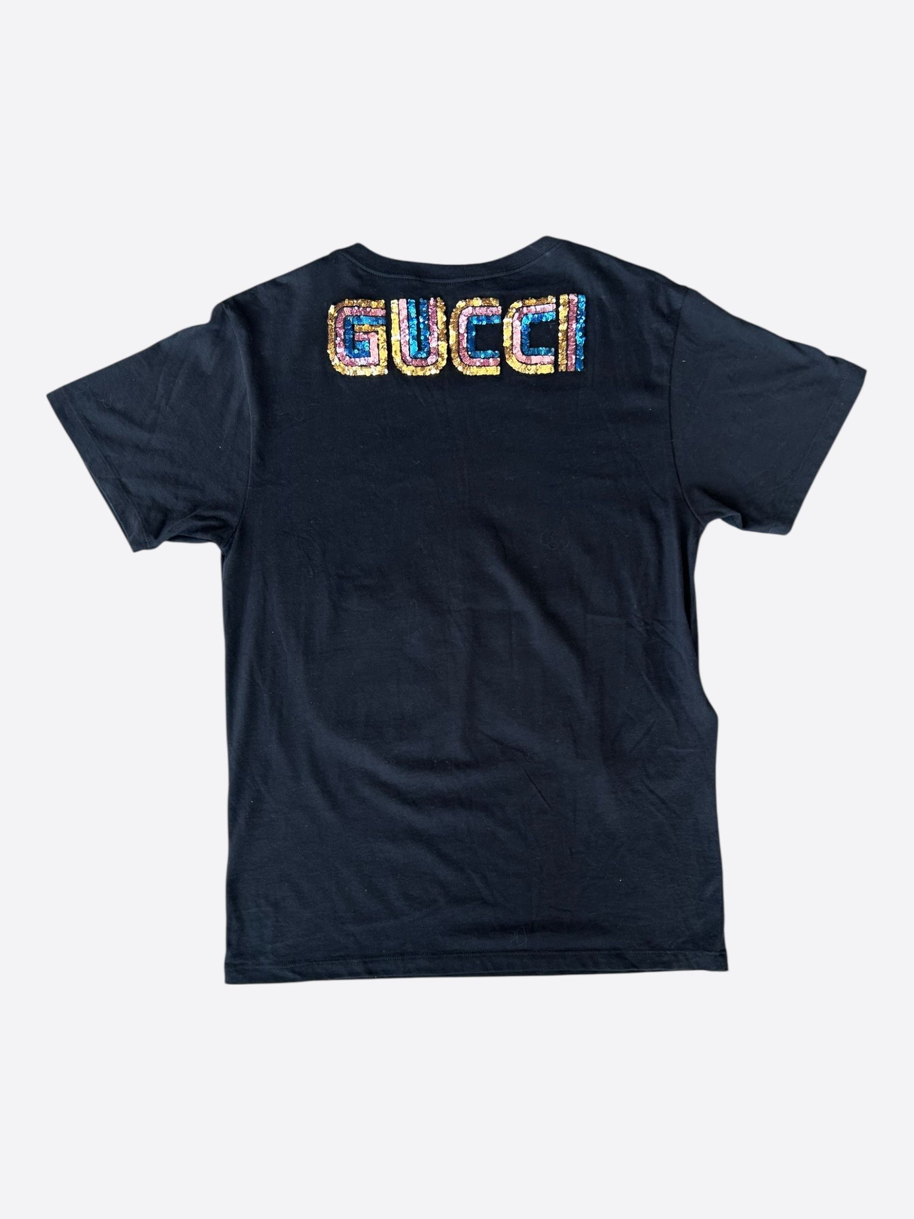 Gucci Gucci Black & Multicolor Sequin Dog Graphic T-Shirt Size US XS / EU 42 / 0 - 2 Thumbnail