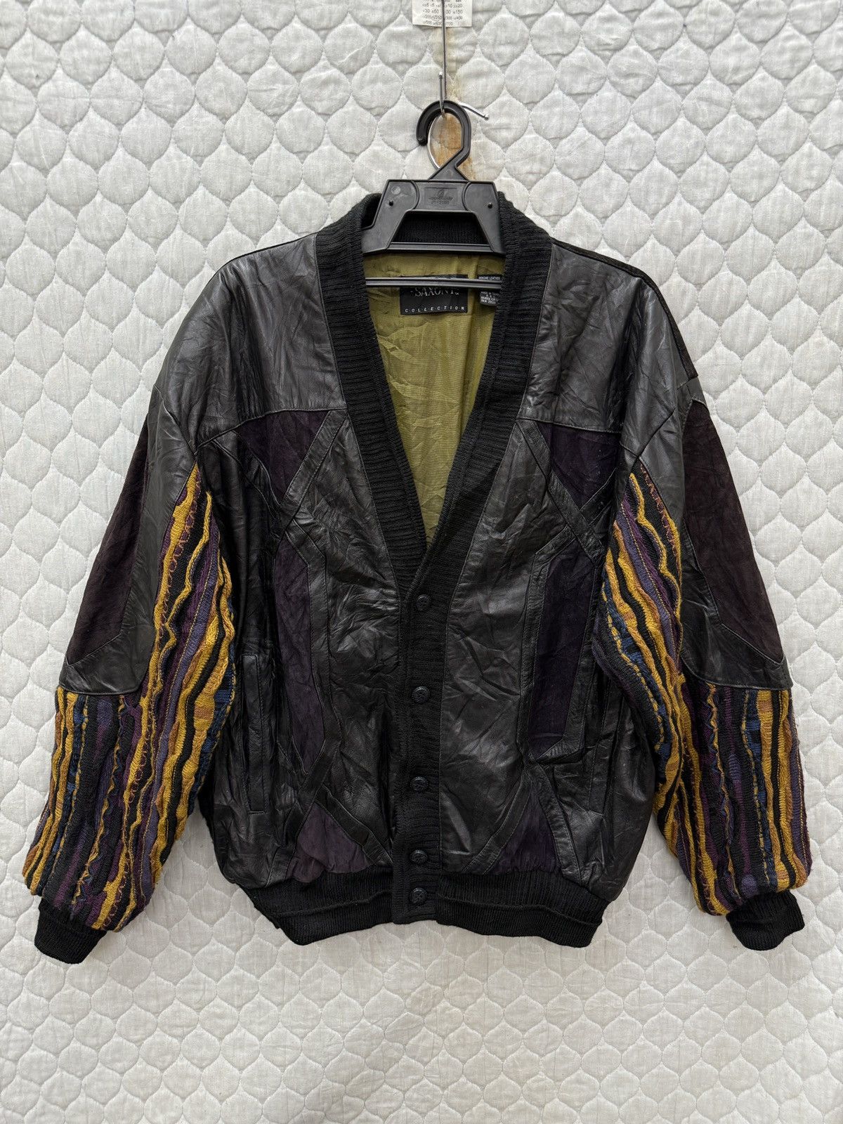 🔥🔥🔥ARCHIVE VINTAGE SAXONY COOGI INSPIRED LEATHER KNIT JACKET