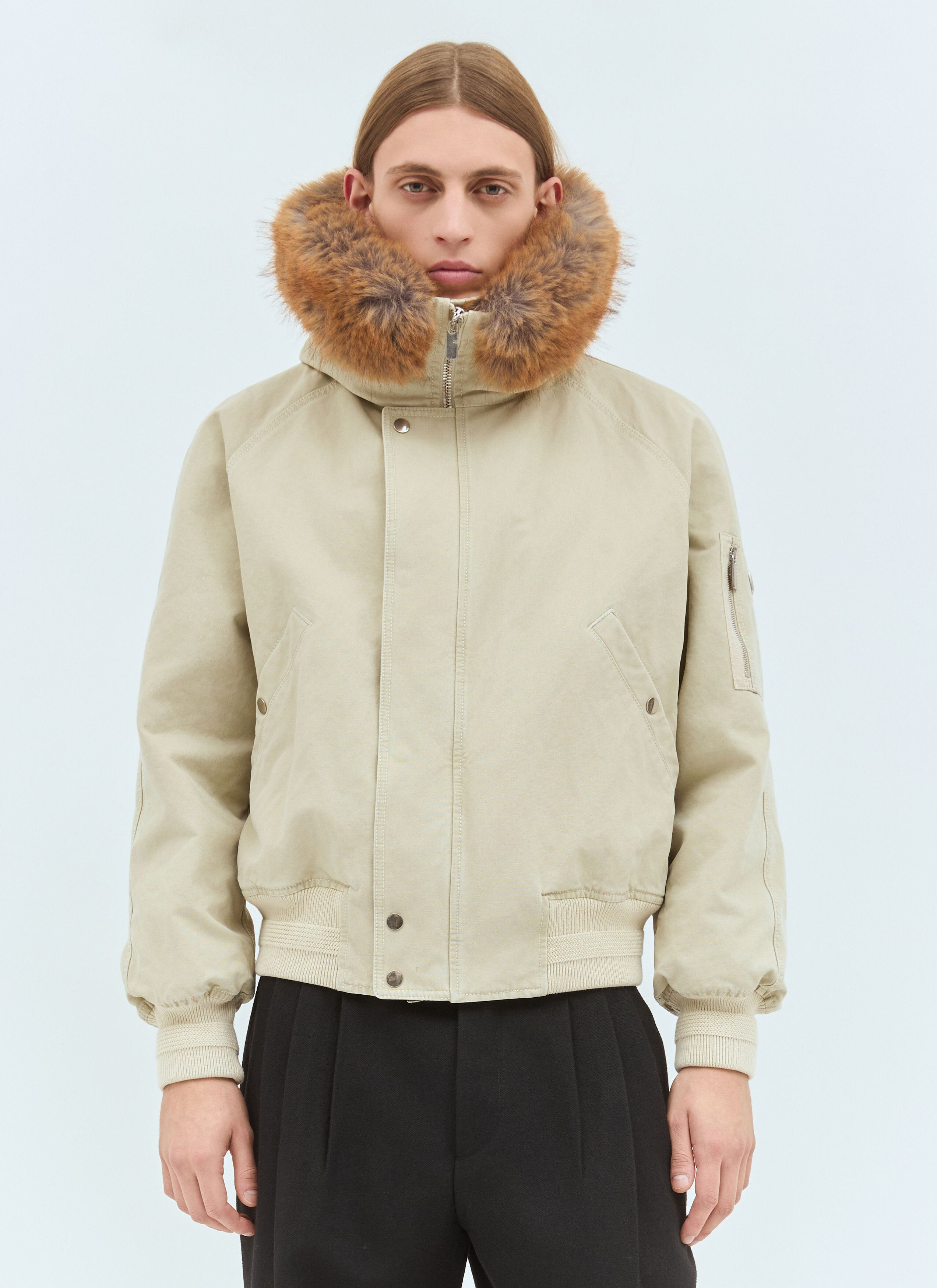 Fur trim bomber jacket online