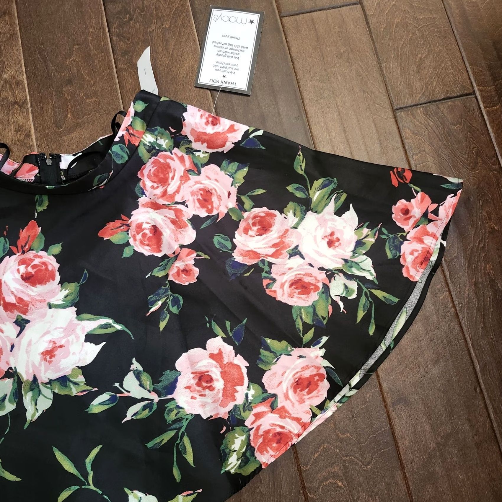 Vintage VINTAGE? City Studio ROSE Black Rose Floral Party Dress Skirt - Size 7 Size 28" / US 6 / IT 42 - 5 Thumbnail