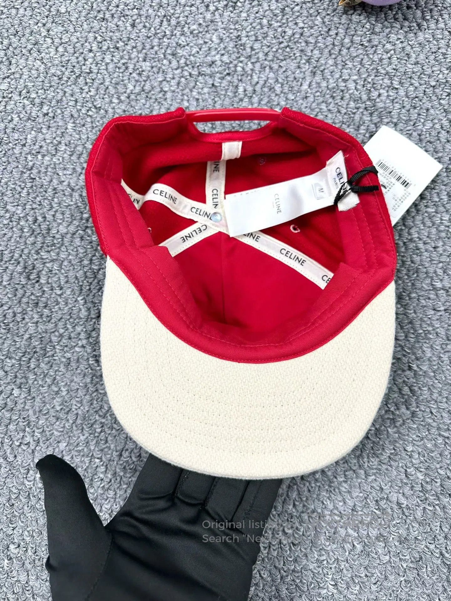 Celine Celine size M White and Red Velvet C Logo Embroidered Base Size ONE SIZE - 3 Thumbnail