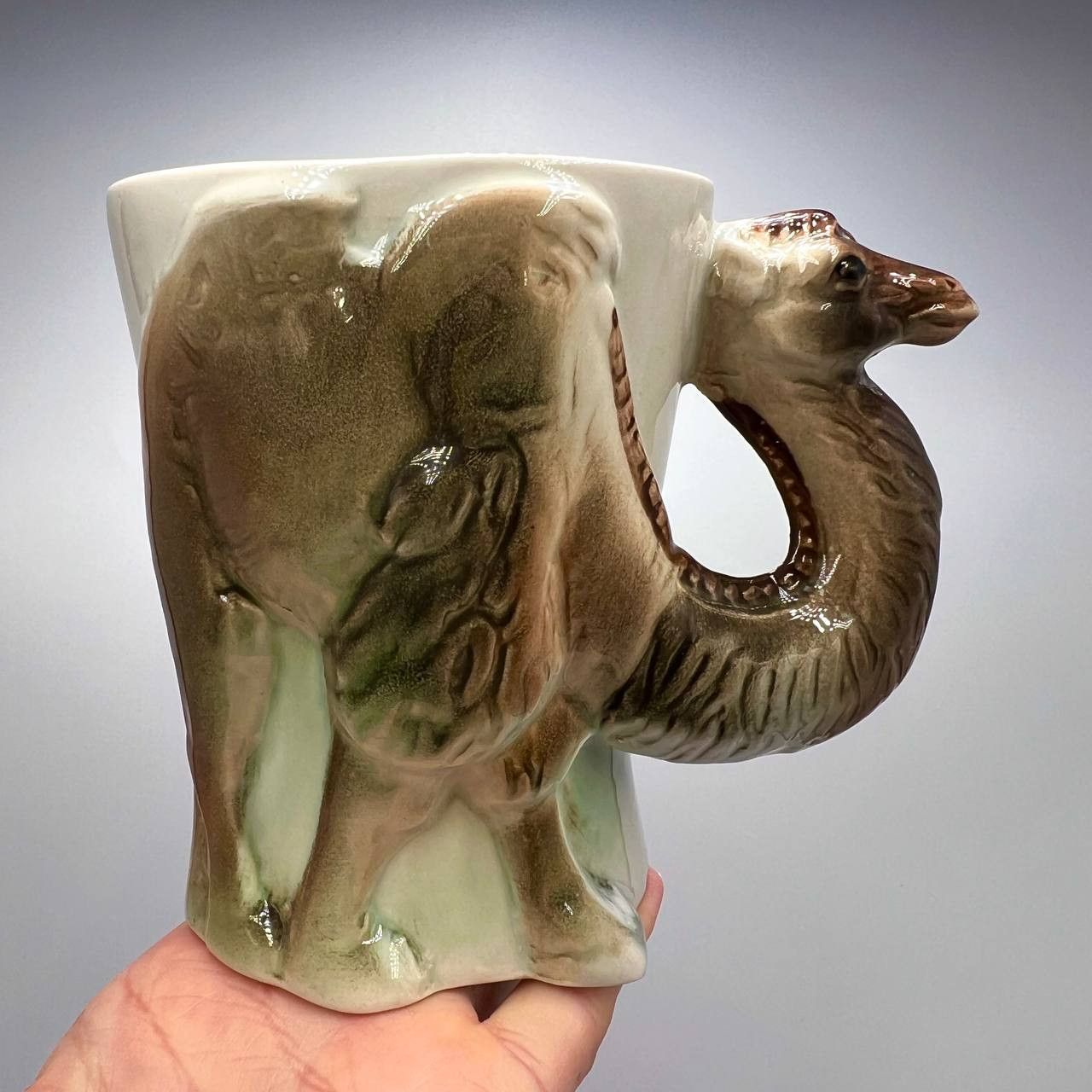 Vintage German Porcelain Mug Camel Design Signed ceramic