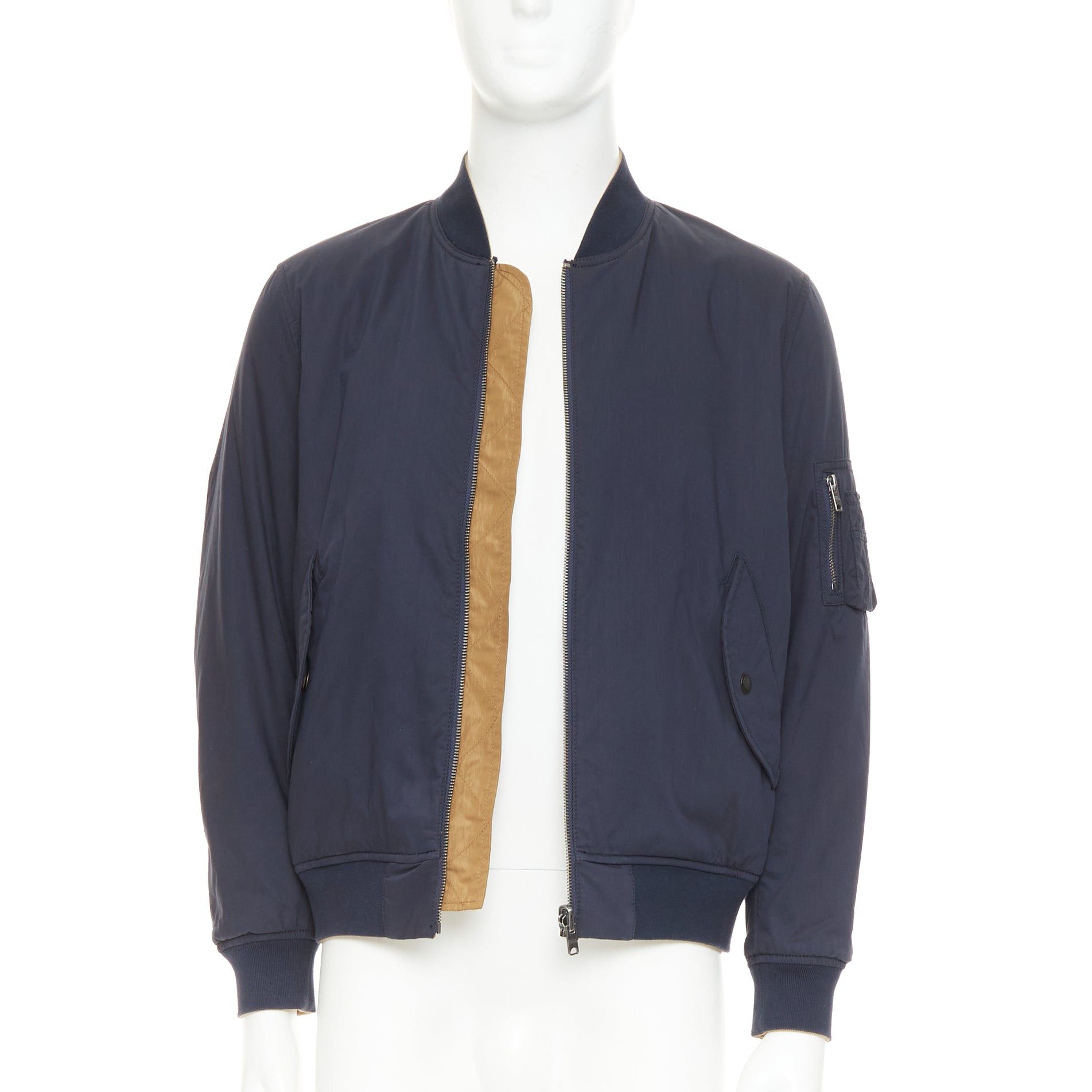 Other KENT AND CURWEN Reversible navy brown cotton blend zip up bomber jacket M Size US M / EU 48-50 / 2 - 1 Thumbnail