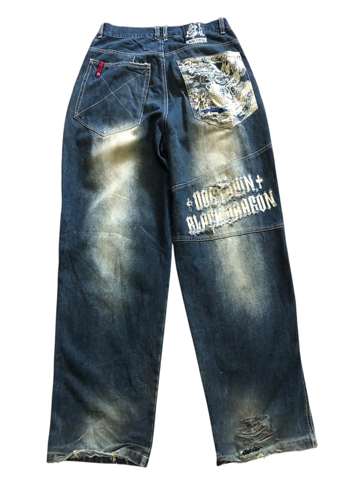 Dog Town Black Dragon Baggy Distressed Denim pants