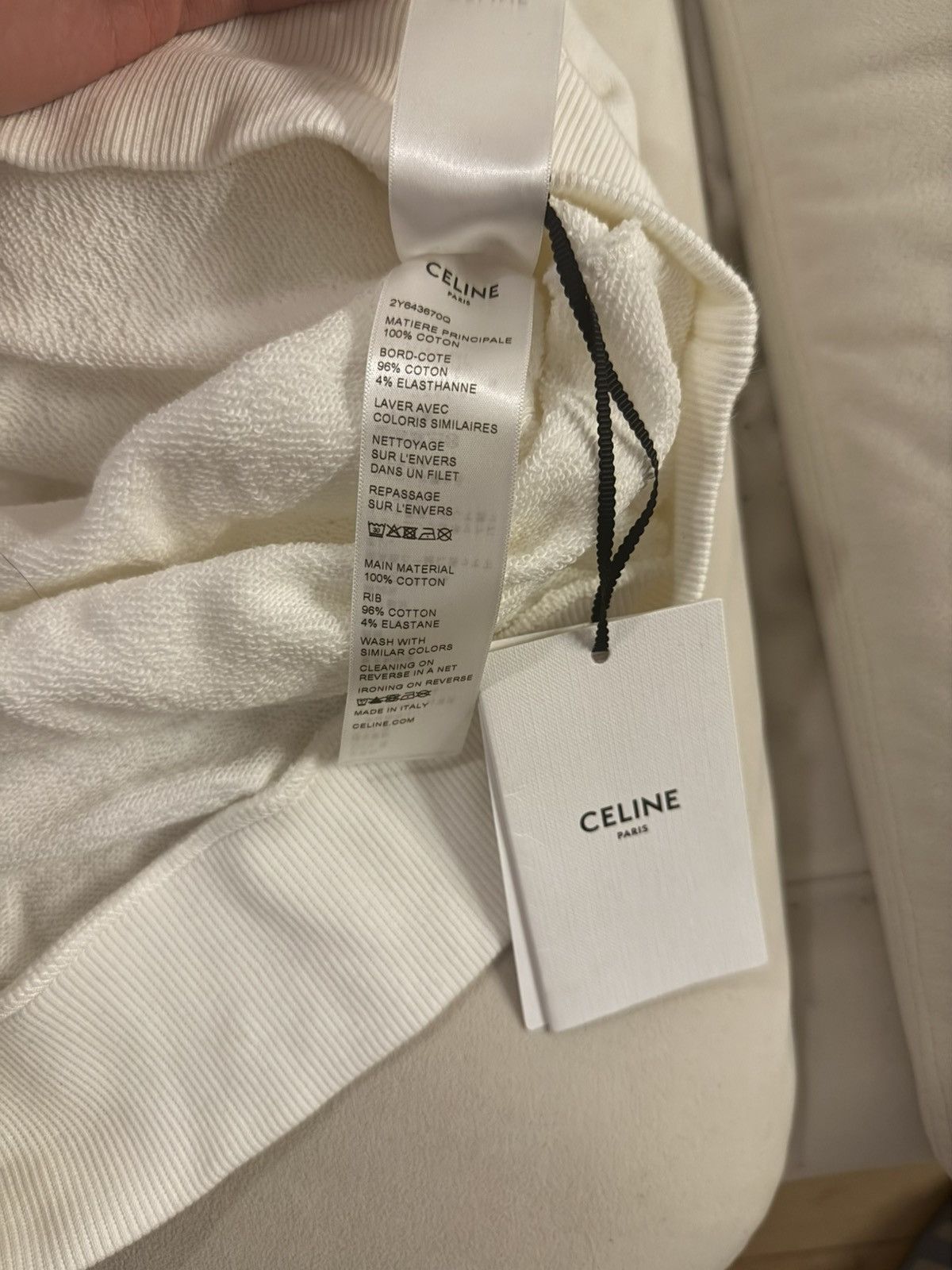 Celine Celine White long hoodie with print Size US S / EU 44-46 / 1 - 3 Thumbnail