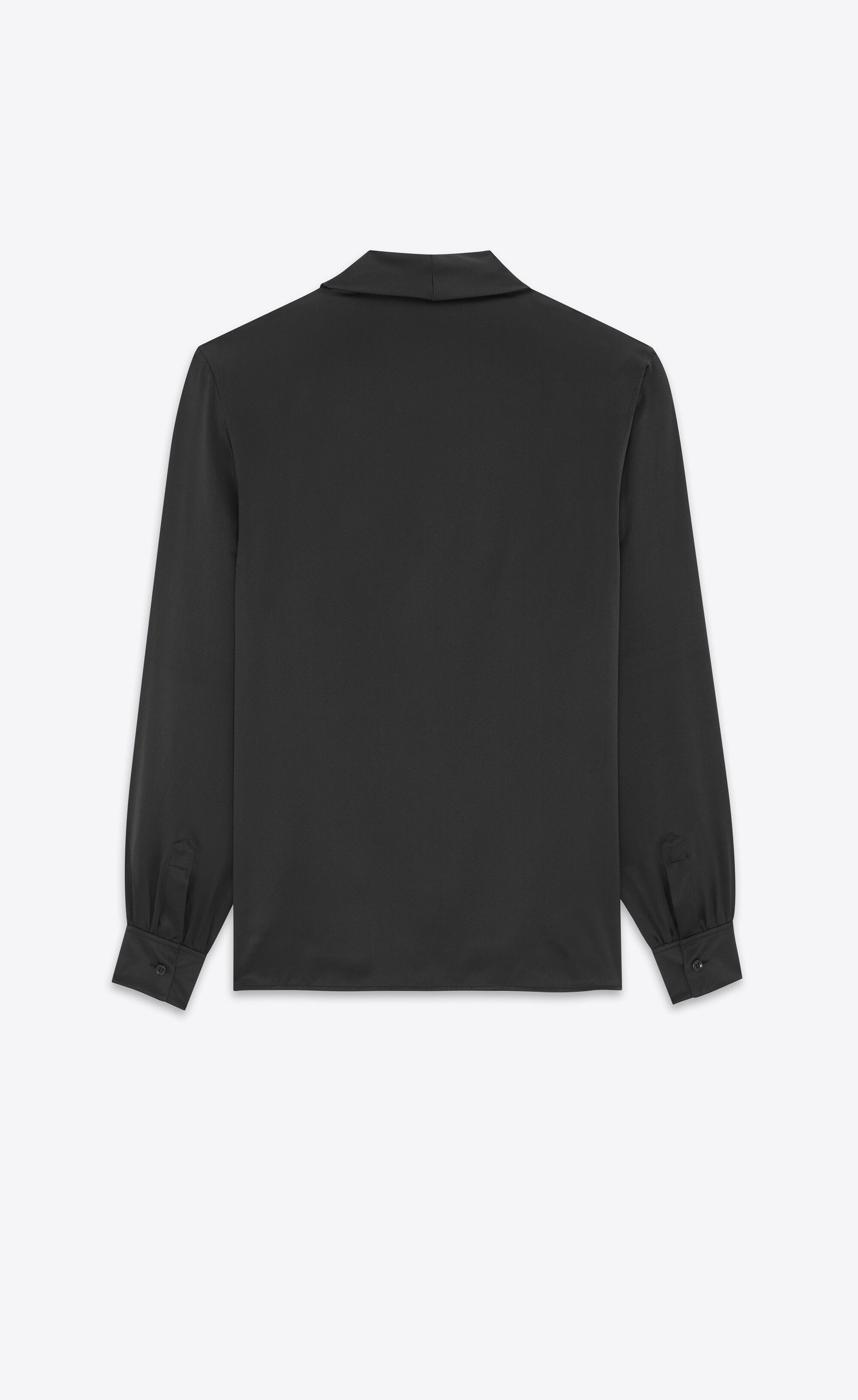 Saint Laurent Paris o1bcso1str1224 Lavalliere Neck Shirt In Silk Satin in Black Size US M / EU 48-50 / 2 - 3 Thumbnail