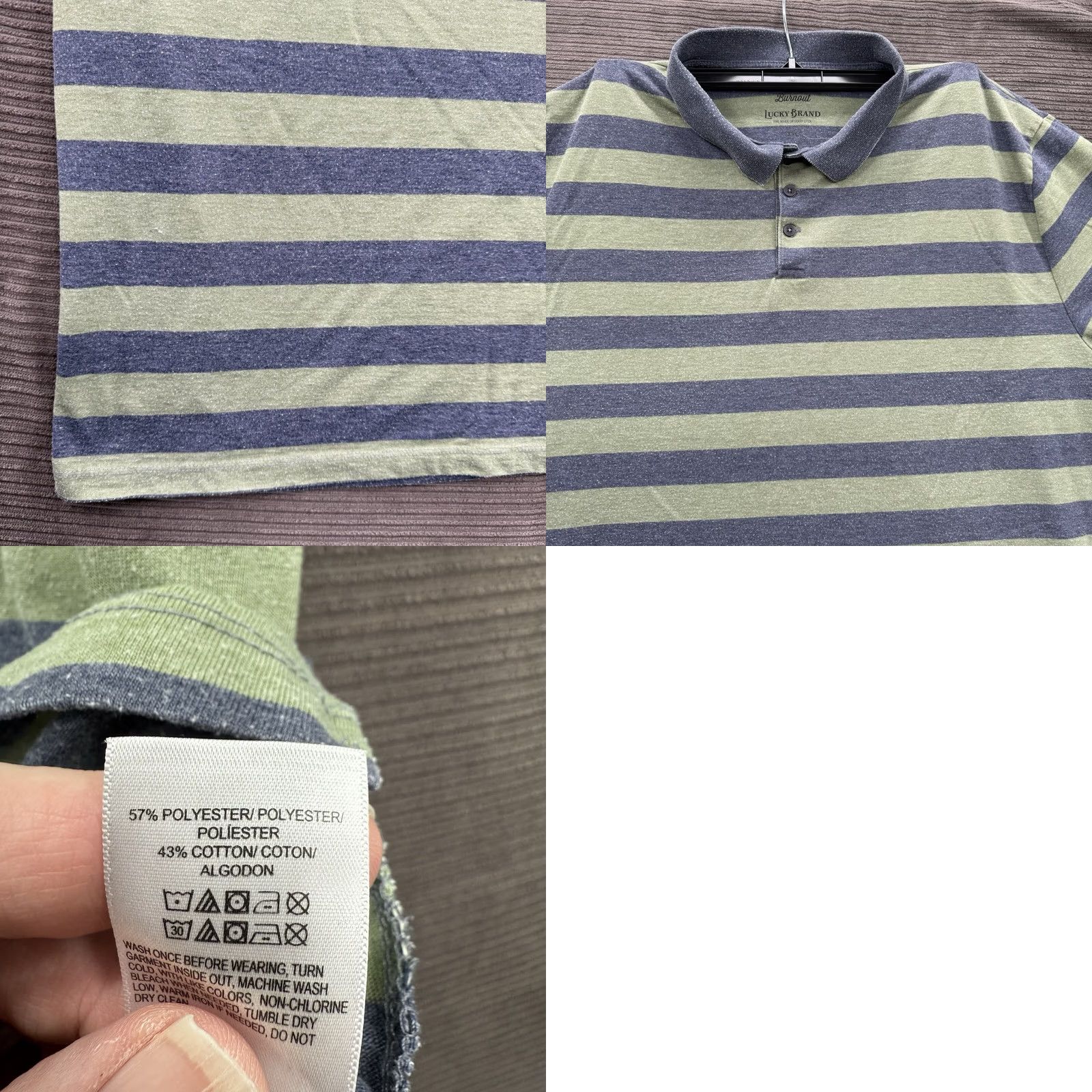 Lucky Brand Lucky Brand Polo Shirt Men 2XL Striped Golf Casual Breathable Cotton Polyester Shirt Length 30 in Multicolor Green White Black Navy Mens Size US XXL / EU 58 / 5 - 8 Thumbnail