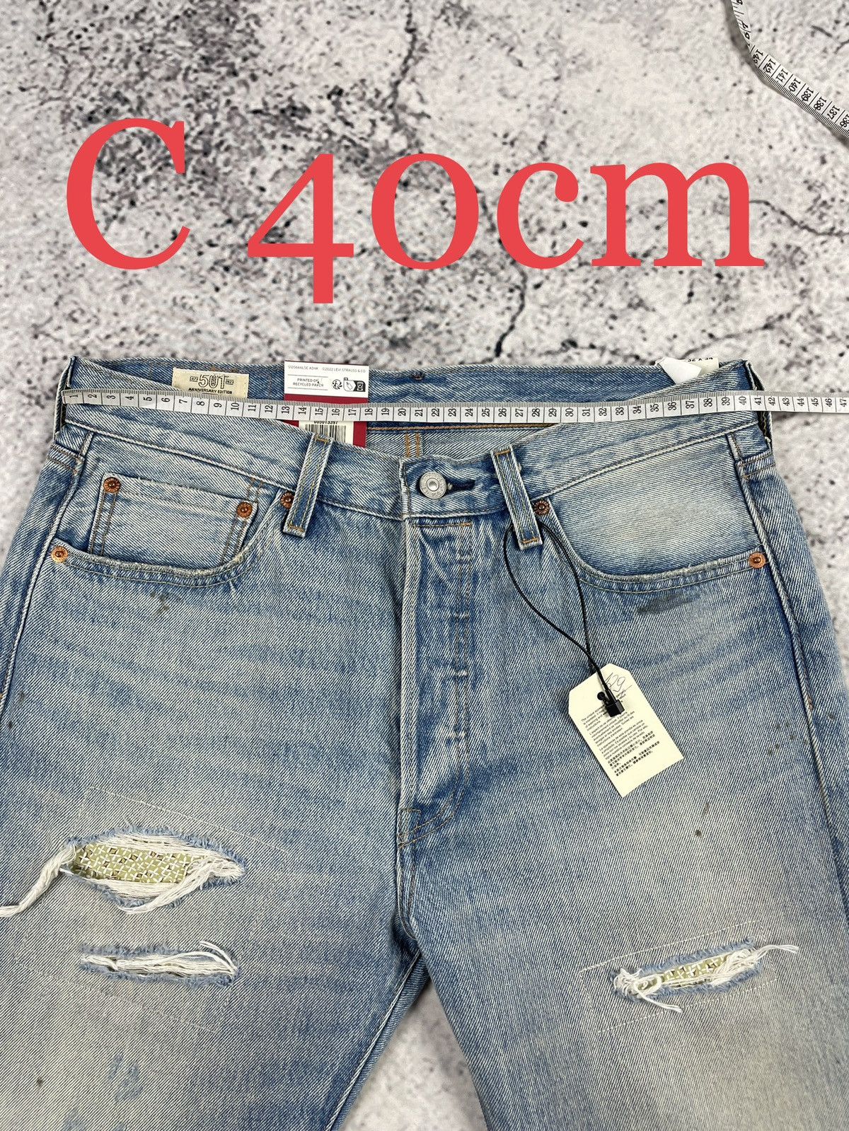 Levi's Levi’s 501 150th W32 L34 Destroyed Jeans Blue Straight Fit Size US 34 / EU 50 - 7 Thumbnail