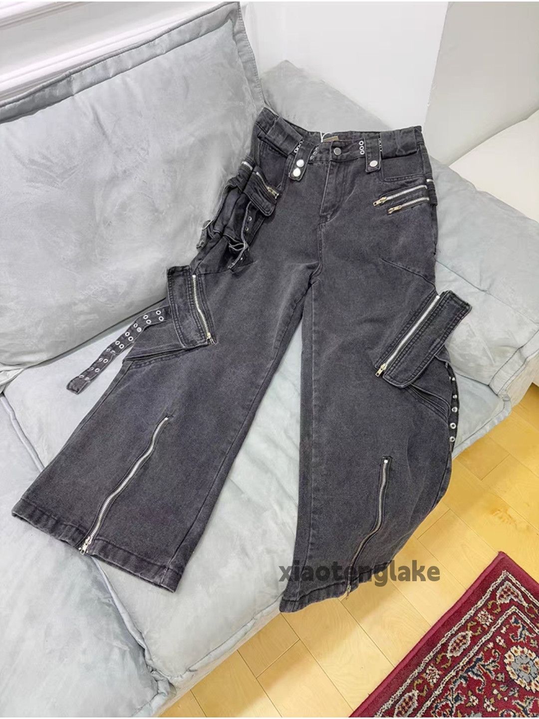 Jean Washed faded Zipper utility punk yuppie grunge jeans Size US 32 / EU 48 - 11 Thumbnail