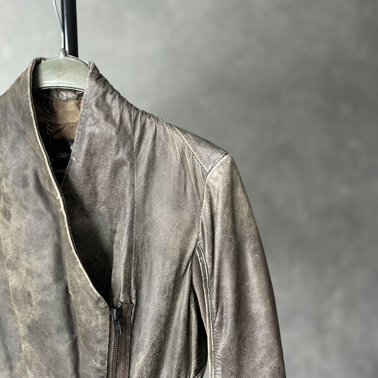 Allsaints Allsaints Faded Asymmetric Rick Owens Vibe Leather Jacket Size S / US 4 / IT 40 - 7 Thumbnail