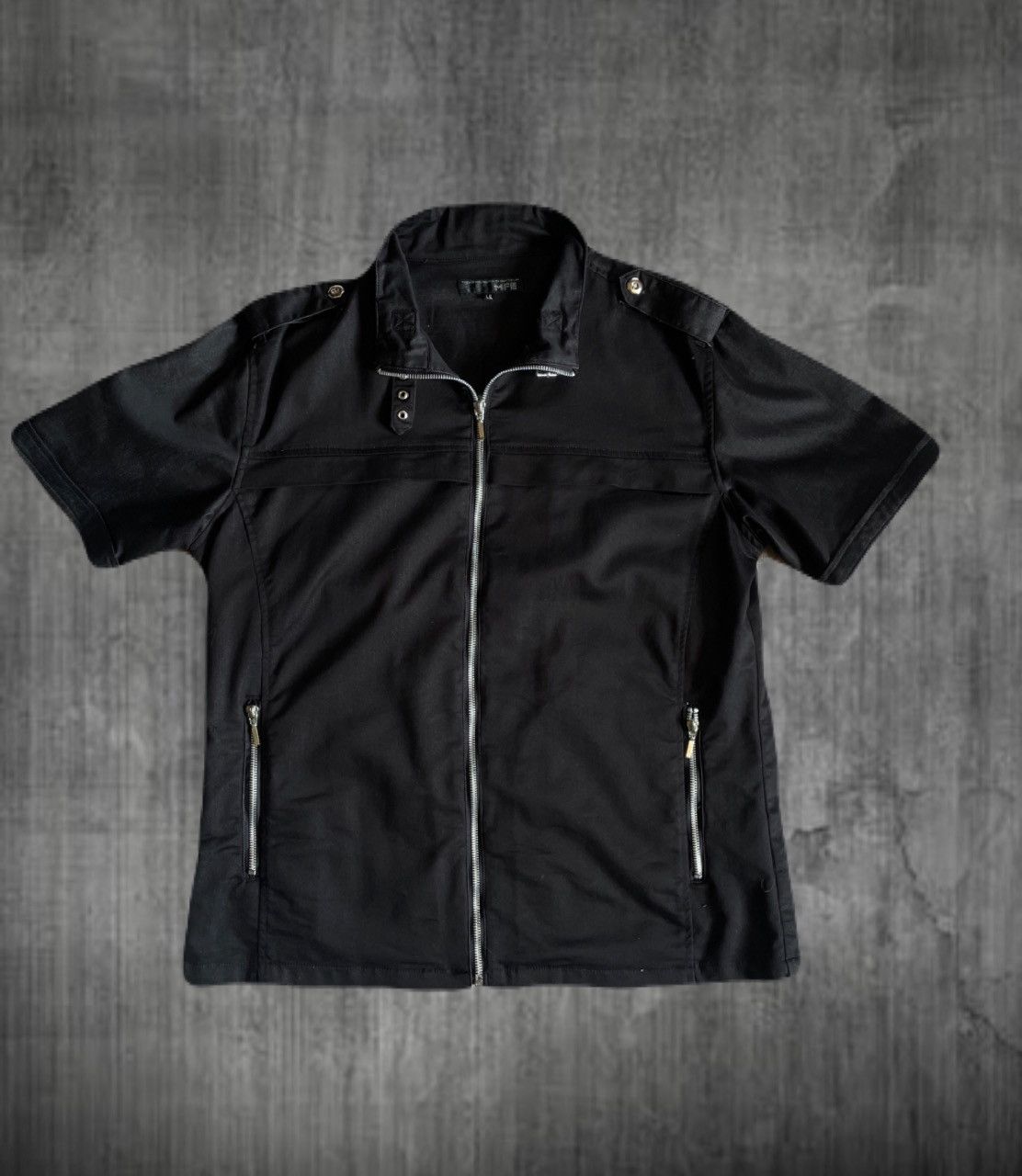 2000s Japanese archive Vkei Zip Gimmick Belted Shirts Y2K
