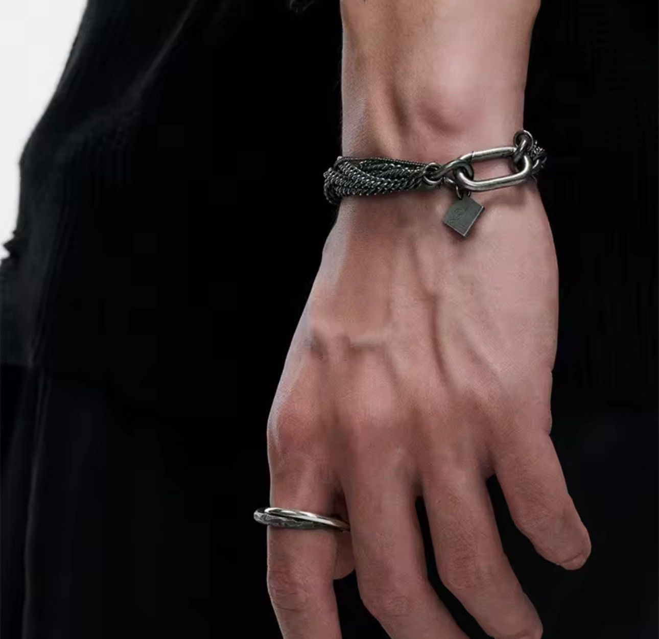 Jewelry Punk Heavy Imitation Rhodium Plated Bracelet Chain Size ONE SIZE - 2 Thumbnail
