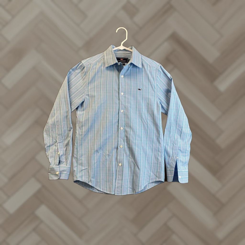 Vineyard Vines VINEYARD VINES Shirt Men XS Button-Up Long Sleeve Striped Blue Aqua New with Logo - Classic Fit Adults Mens Size US XS / EU 42 / 0 - 1 Thumbnail