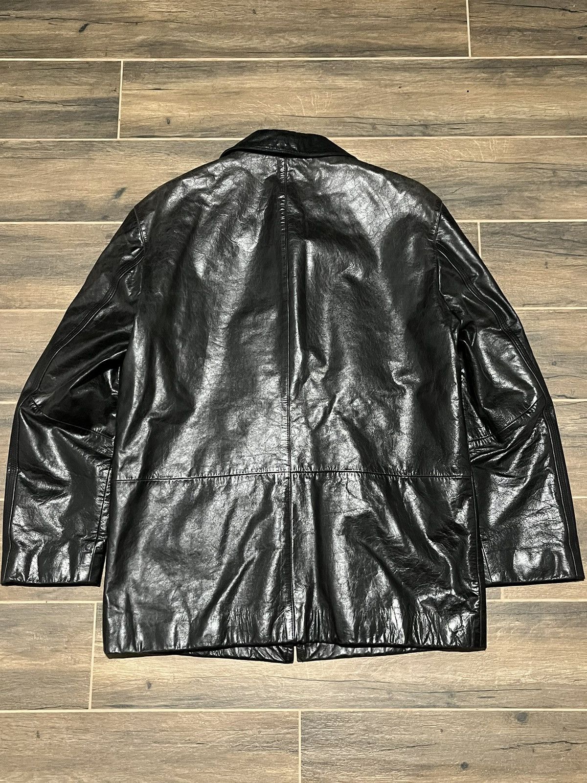 Hugo Boss × Vintage Vintage 90s Hugo Boss Calfskin Leather Coat Size US L / EU 52-54 / 3 - 9 Thumbnail