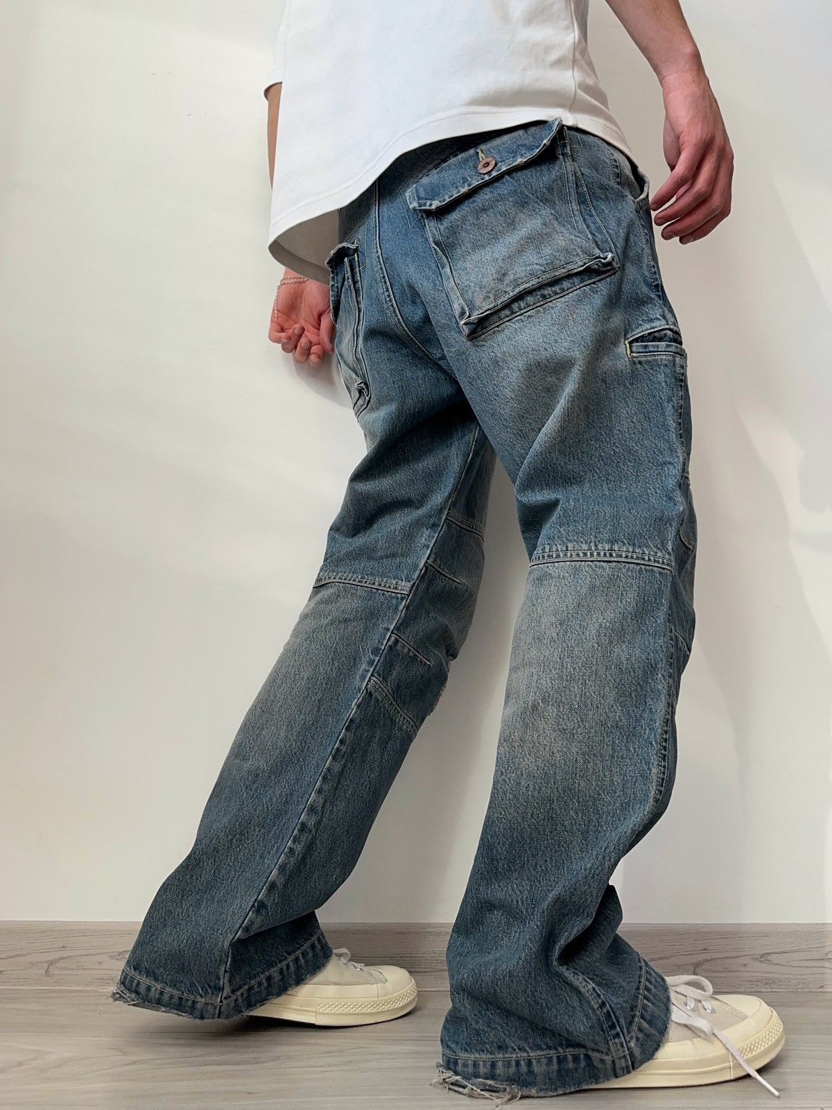 Other Vintage Y2K Clockhouse Mud Wash Denim Biker Jeans Baggy Fit Size US 36 / EU 52 - 15 Thumbnail