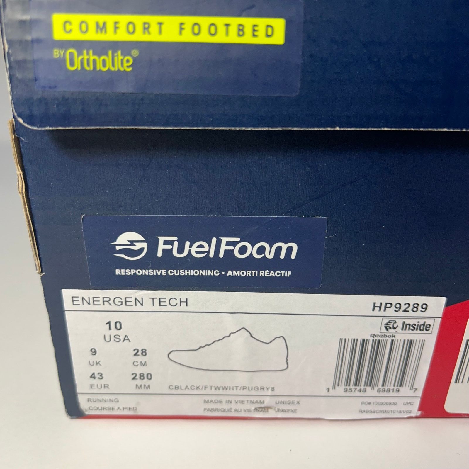Reebok Mens Reebok Energen Tech Size 10 Black/White HP9289 Size US 10 / EU 43 - 12 Thumbnail