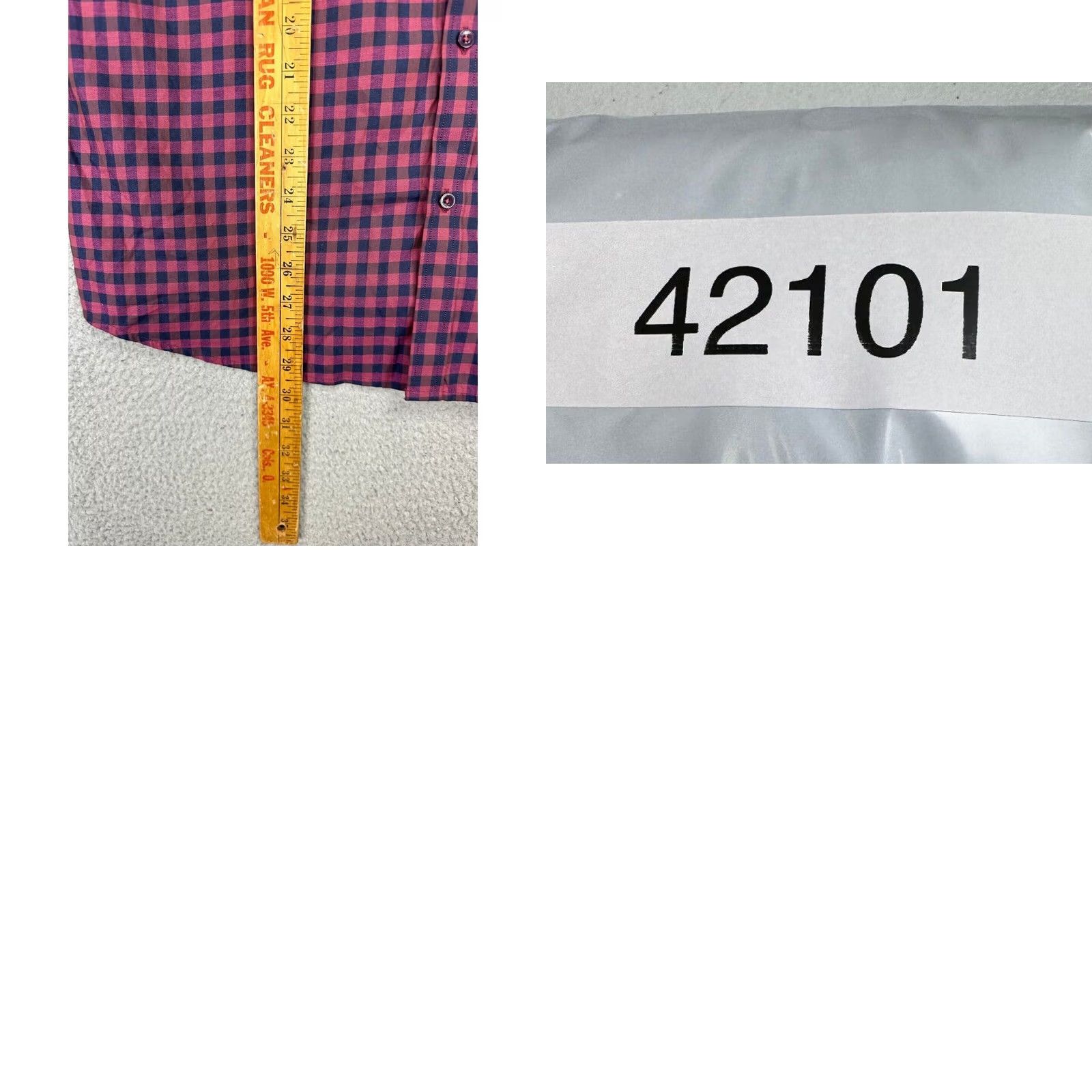 Vintage Park Avenue Shirt Mens Large 42 CM Maroon Gingham Plaid Slim Fit Button Up NEW Size US L / EU 52-54 / 3 - 8 Thumbnail