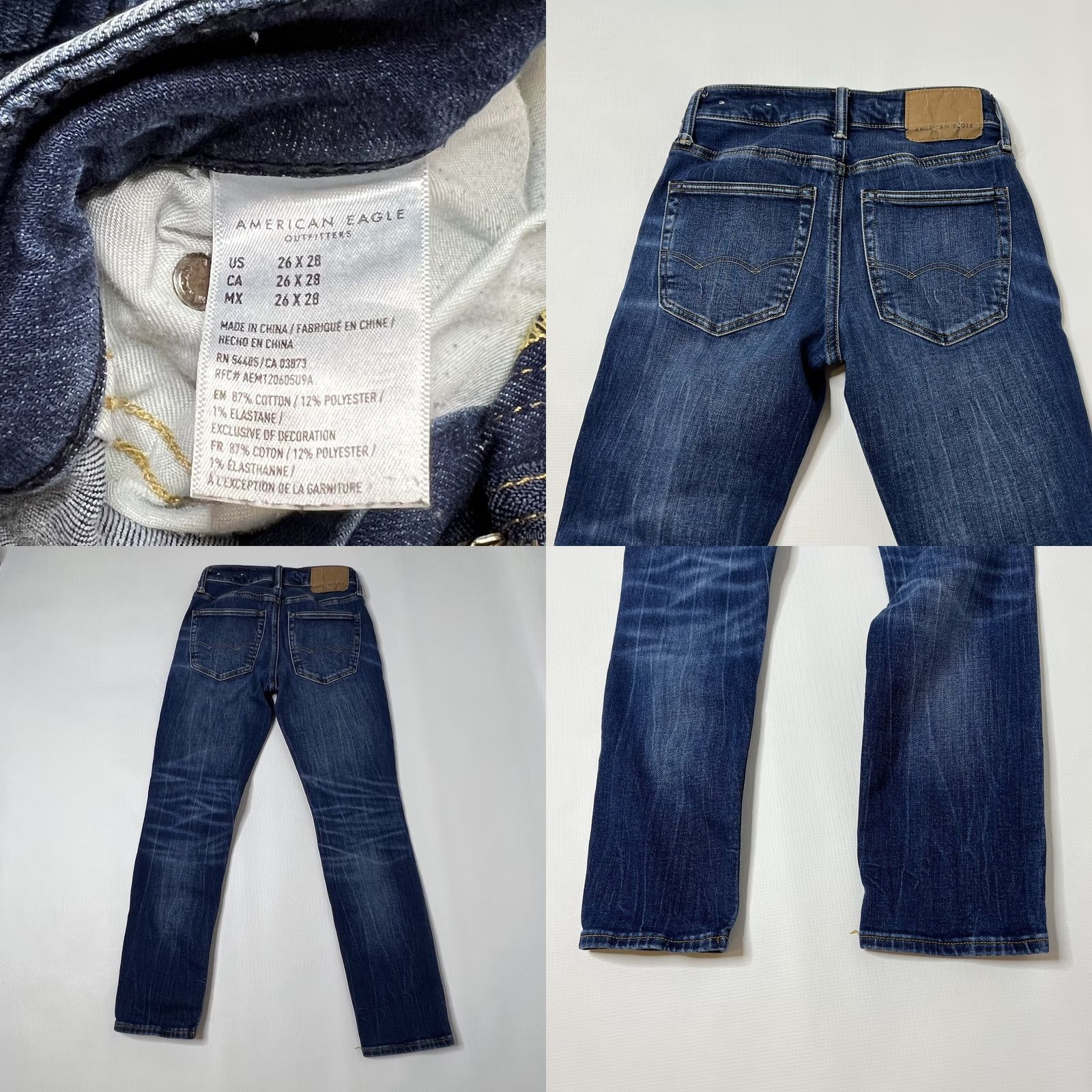 American Eagle Outfitters AE American Eagle Airflex Slim Jeans MEN’S 26x28 Dark Wash Ripped Blue Slim Fit 5-Pocket Denim Pocketed Belt Loops Boys Mens Girls Womens Size US 26 / EU 42 - 9 Thumbnail