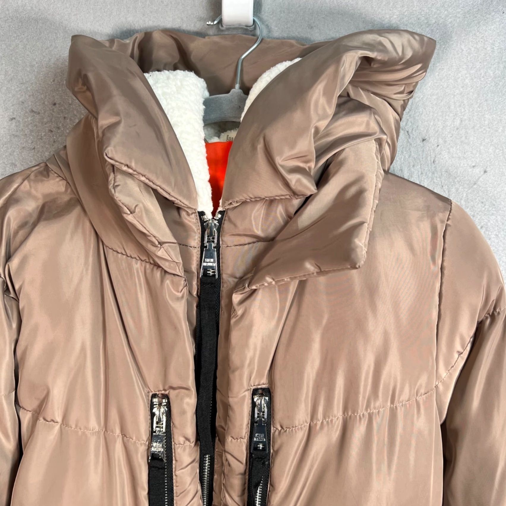 Steve Madden VINTAGE Steve Madden Womens Coat Small Taupe Puffer Hood Zipper Pockets Size S / US 4 / IT 40 - 5 Thumbnail