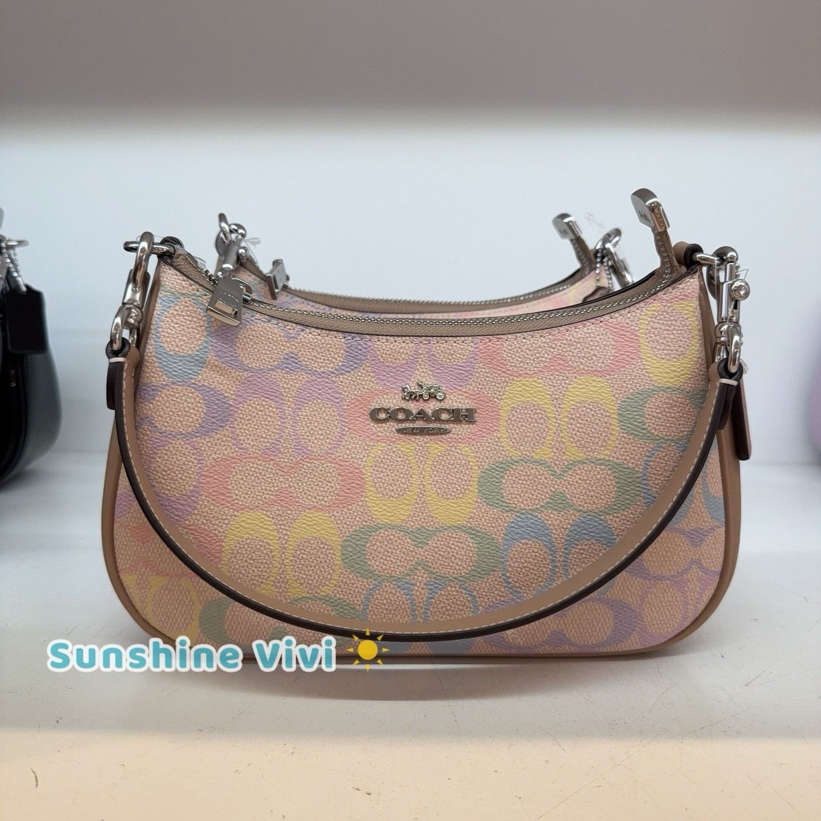 Coach NWT Coach Teri Shoulder Bag Rainbow Canvas CDA91 Sand Multi Size ONE SIZE - 1 Thumbnail