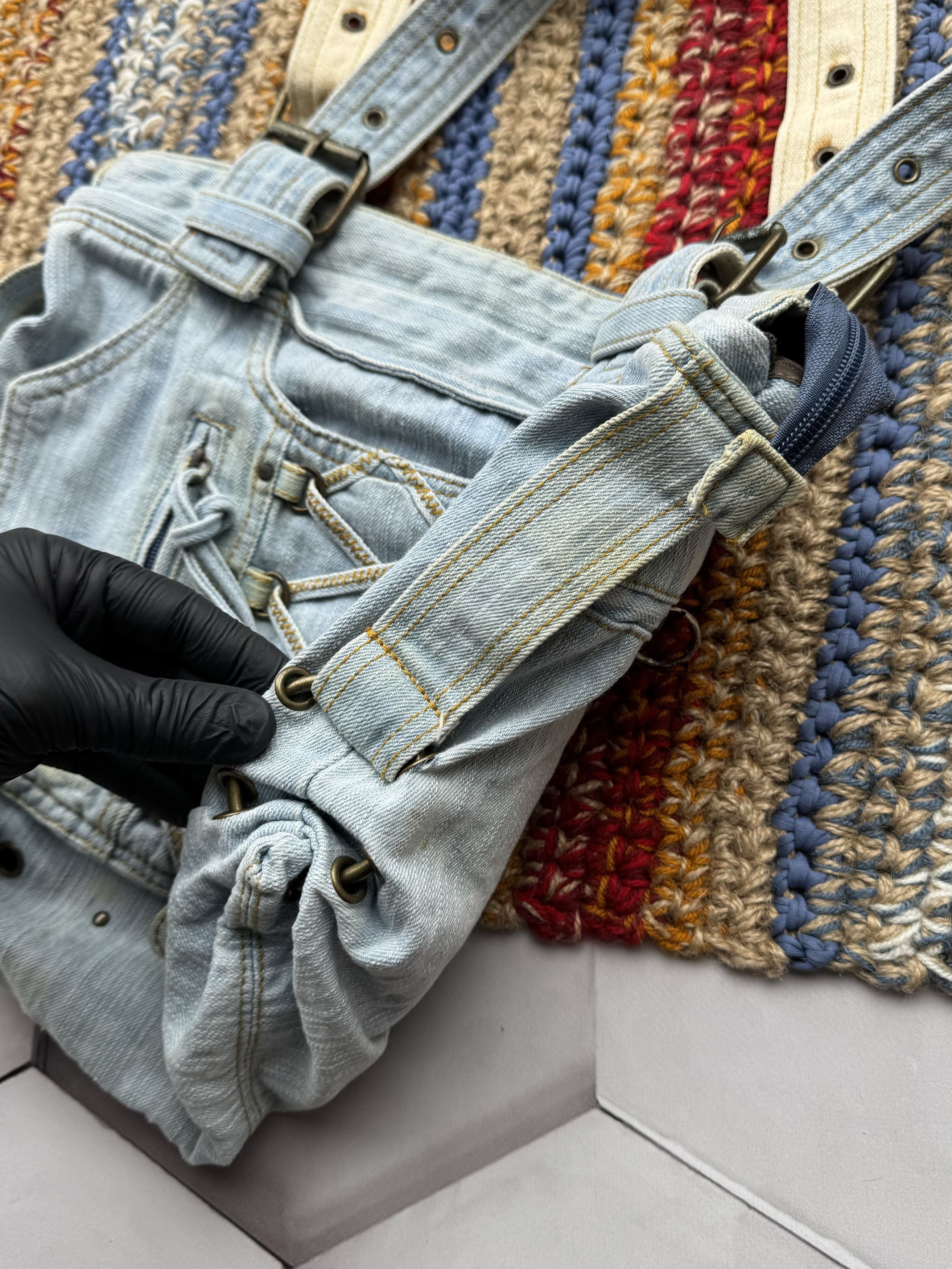 Japanese Brand Vintage Denim Bondage Bag (E4) Size ONE SIZE - 4 Thumbnail