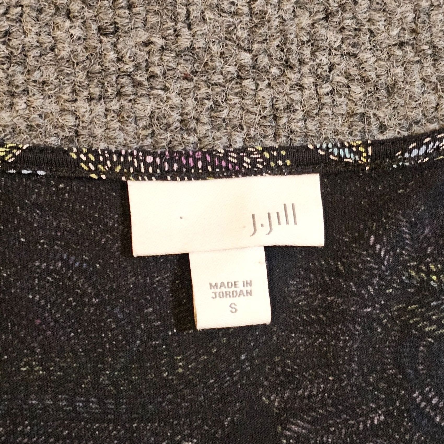 J. Jill J. Jill Top Shirt Womens S Black Purple Floral V-Neck Stretch Casual Career Shirt Size S / US 4 / IT 40 - 3 Thumbnail
