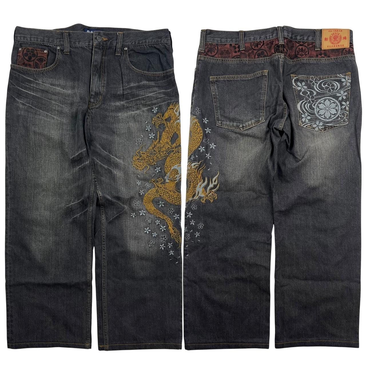 Japanese Brand Vintage Embroidered Dragon Japanese Denim Jeans - Waist: 37 Size US 37 - 1 Thumbnail