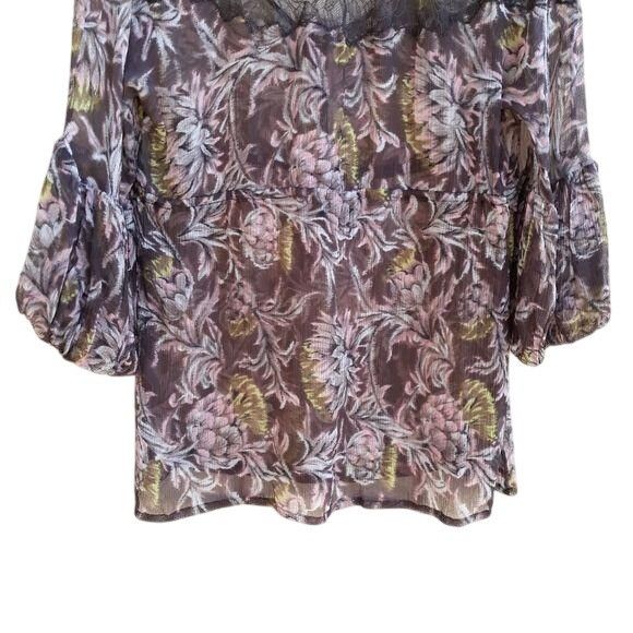 Bcbgmaxazria Y2K BCBGMaxAzria Silk Baby Doll Top Blouse Sz S Brown Sheer Size S / US 4 / IT 40 - 11 Thumbnail
