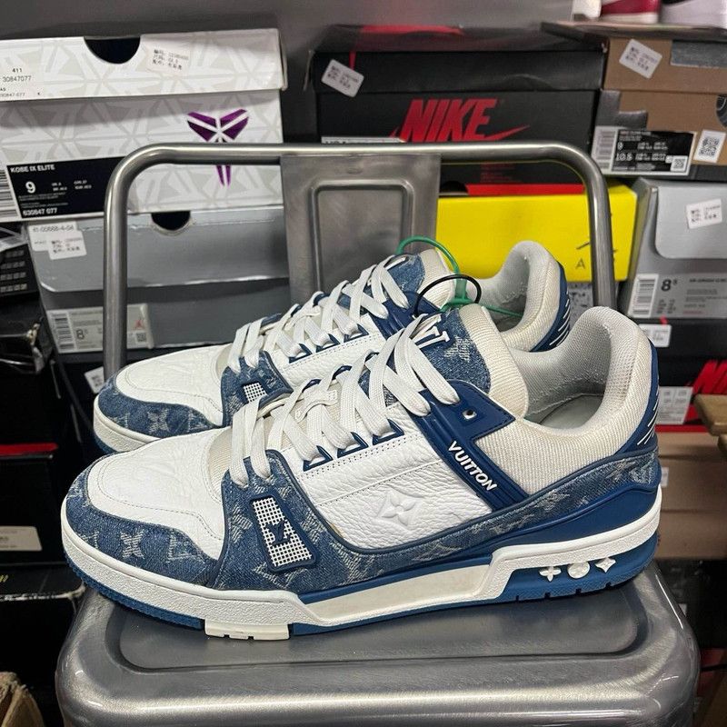 Louis Vuitton Louis Vuitton Blue and White Trainer Sneakers 0089 Size US 10.5 / EU 43-44 - 1 Thumbnail