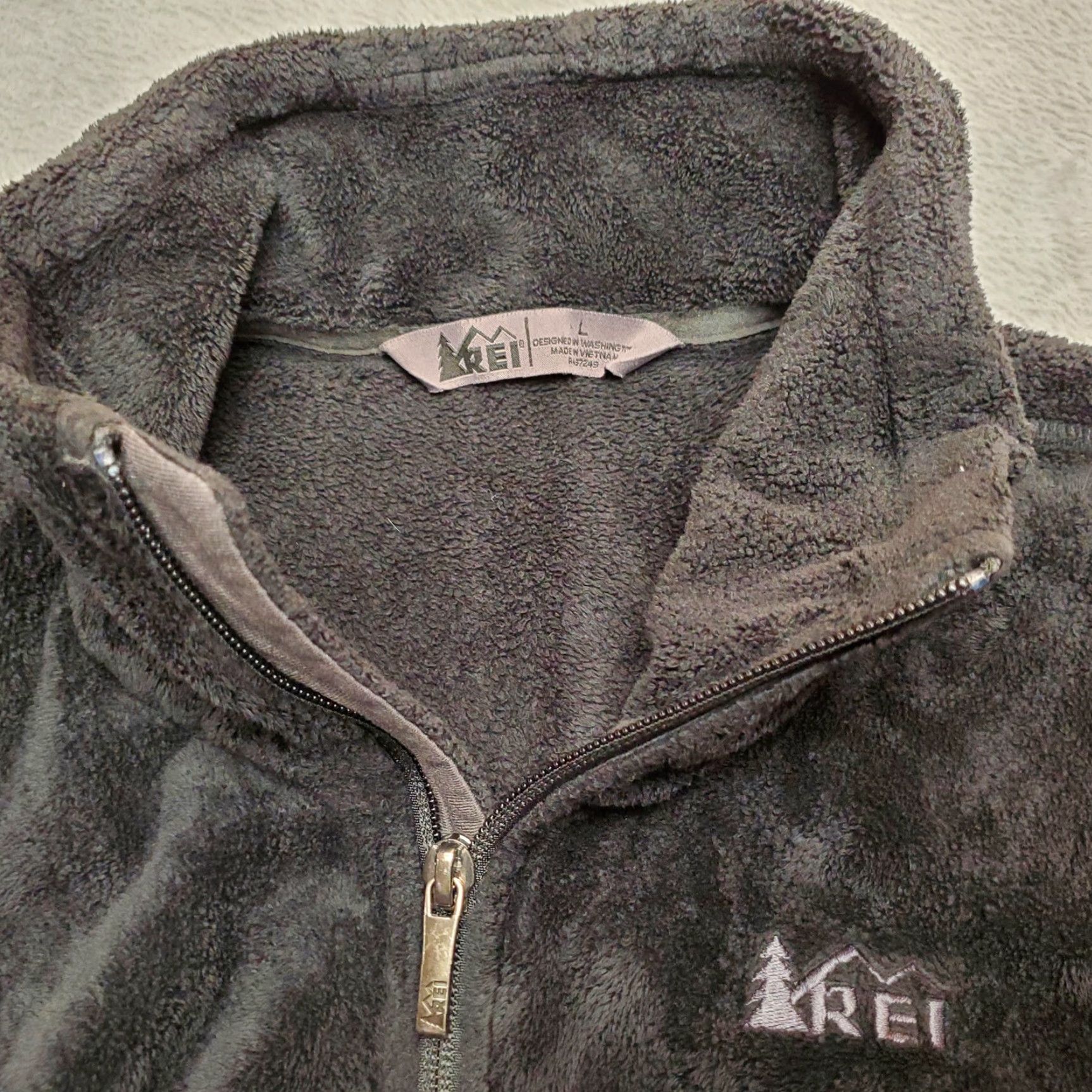 Vintage REI Fleece Jacket Womens Large Black Full Zip Outdoor Casual Jacket Size L Men Blue All Seasons Pockets Zip 100% Polyester Nature Outdoor Size L / US 10 / IT 46 - 6 Thumbnail