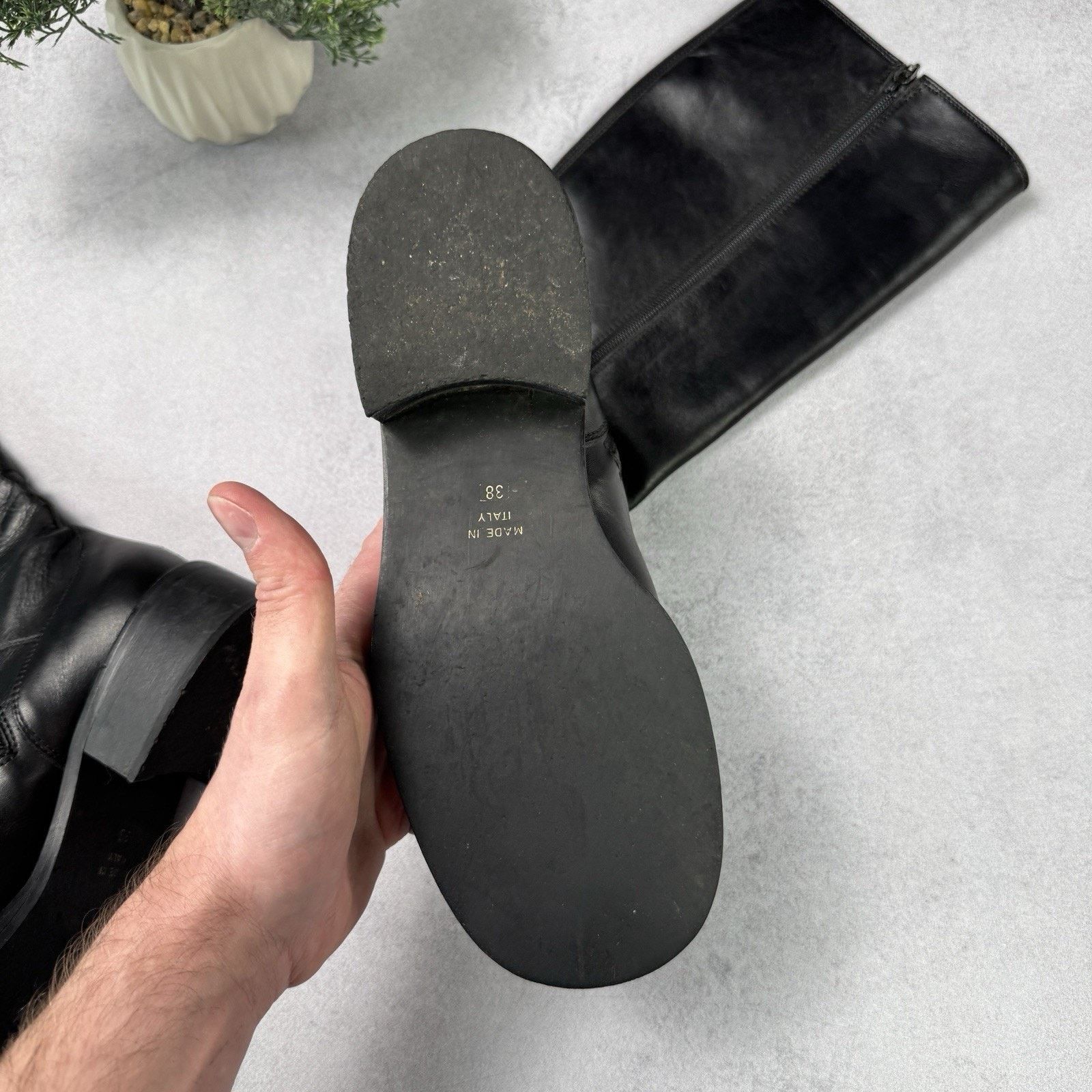 Max Mara MAX MARA Leather Women High Black boots Black Size 38 US 8 Size US 8 / IT 38 - 20 Thumbnail