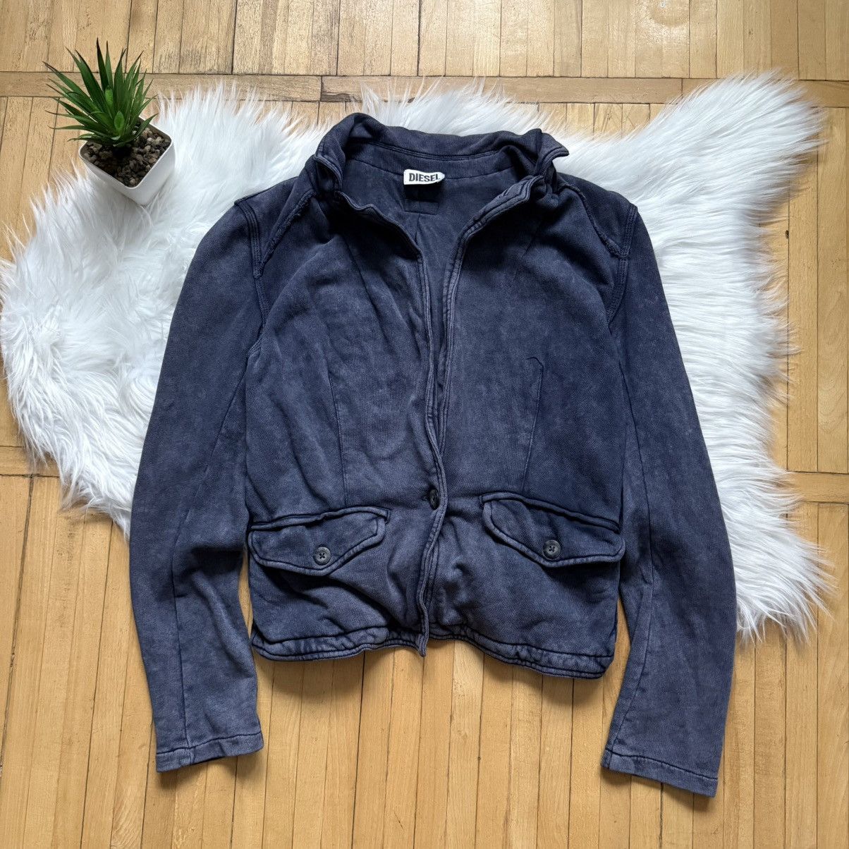 Diesel 📌 Vintage Diesel Y2K Avant-Garde Faded Grey Cardigan Size S / US 4 / IT 40 - 1 Thumbnail
