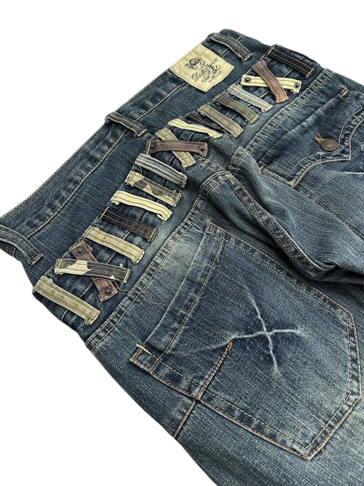 Le Grande Bleu (L.G.B.) Vintage Dominate Double Waist Mud Washed Whisker Clawn Mark Size US 33 - 16 Thumbnail