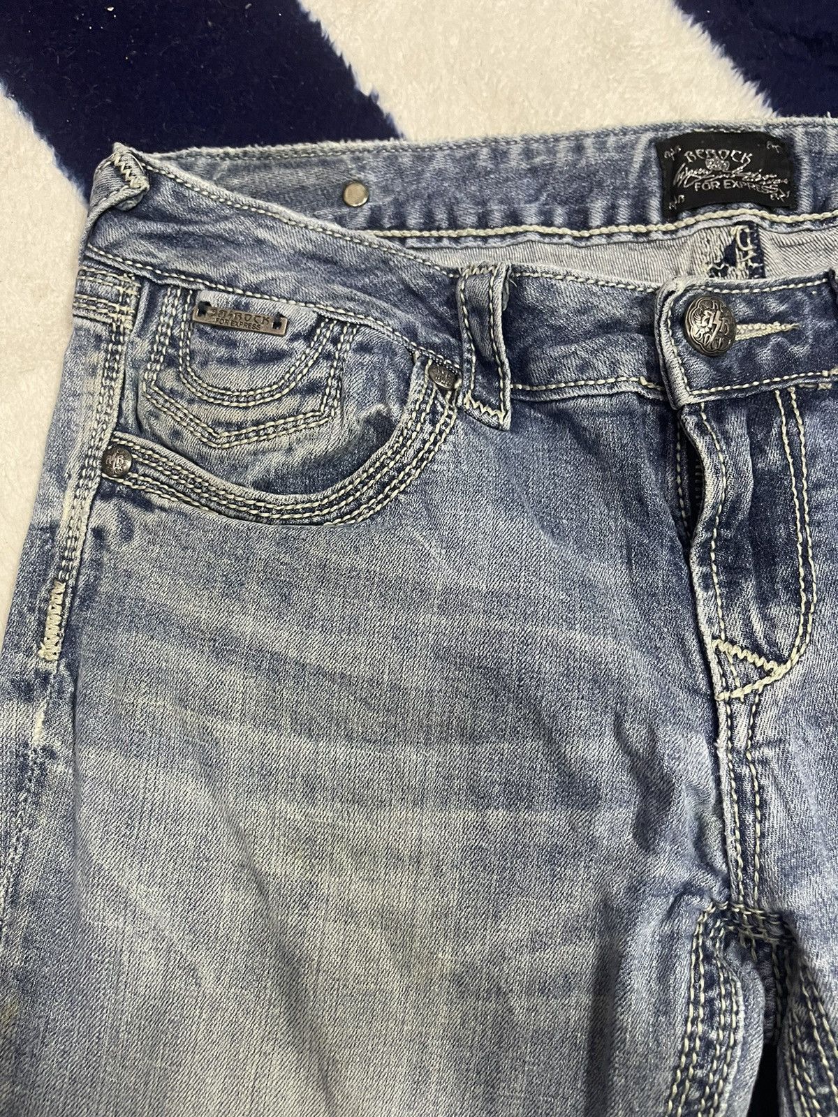 Japanese Brand Ne Rock for Express Distressed Flare Jeans (14) Size 33" - 14 Thumbnail
