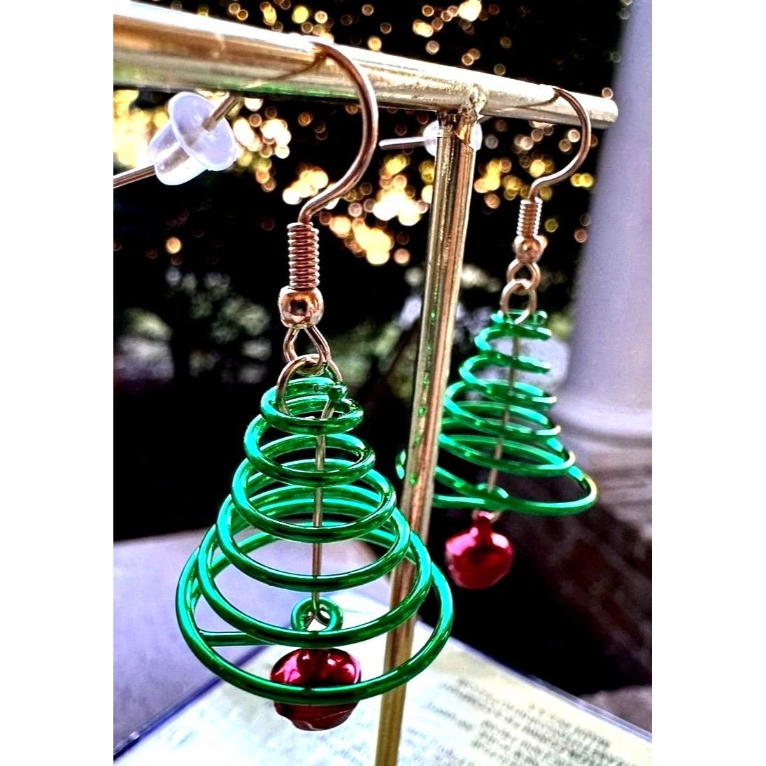 Handmade Christmas Tree Earrings Jingle Bells New Dangle Hooks Size ONE SIZE - 12 Thumbnail