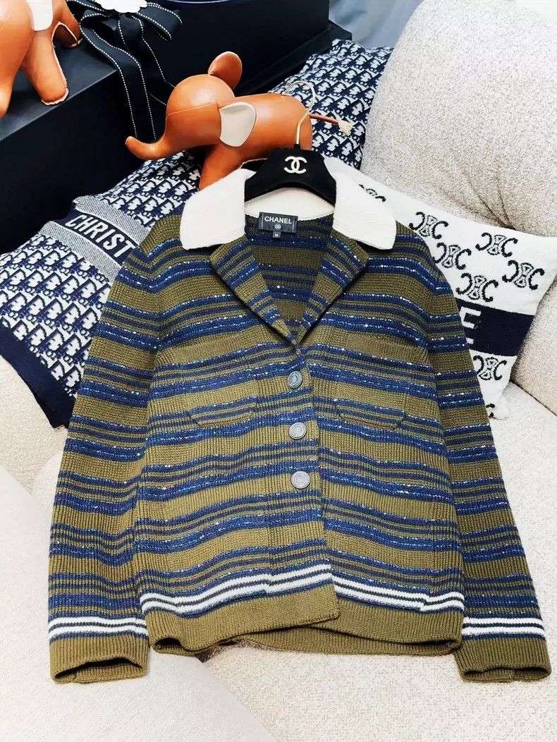Chanel Chanel 20C early spring blue and green sequin striped whit Size XS / US 0-2 / IT 36-38 - 1 Thumbnail