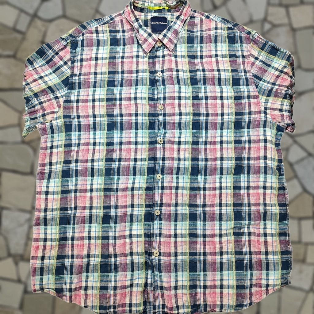 Tommy Bahama Tommy Bahama Shirt Men 2XL Plaid Linen Long Sleeve Button-Up Blue Pink White Casual Size US XXL / EU 58 / 5 - 1 Thumbnail
