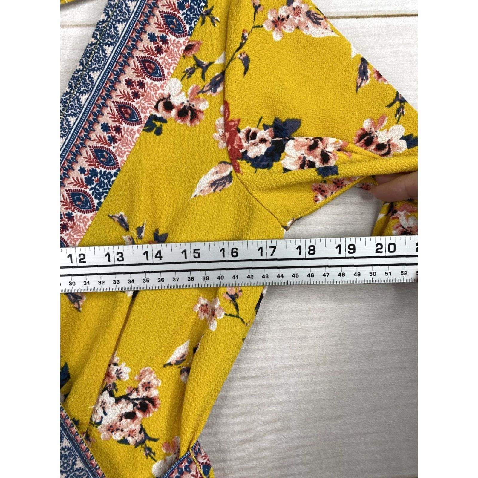 Vintage Trixxi Romper Shorts Womens S Yellow Floral Boho One-Piece Shirt? Size 28" / US 6 / IT 42 - 5 Thumbnail