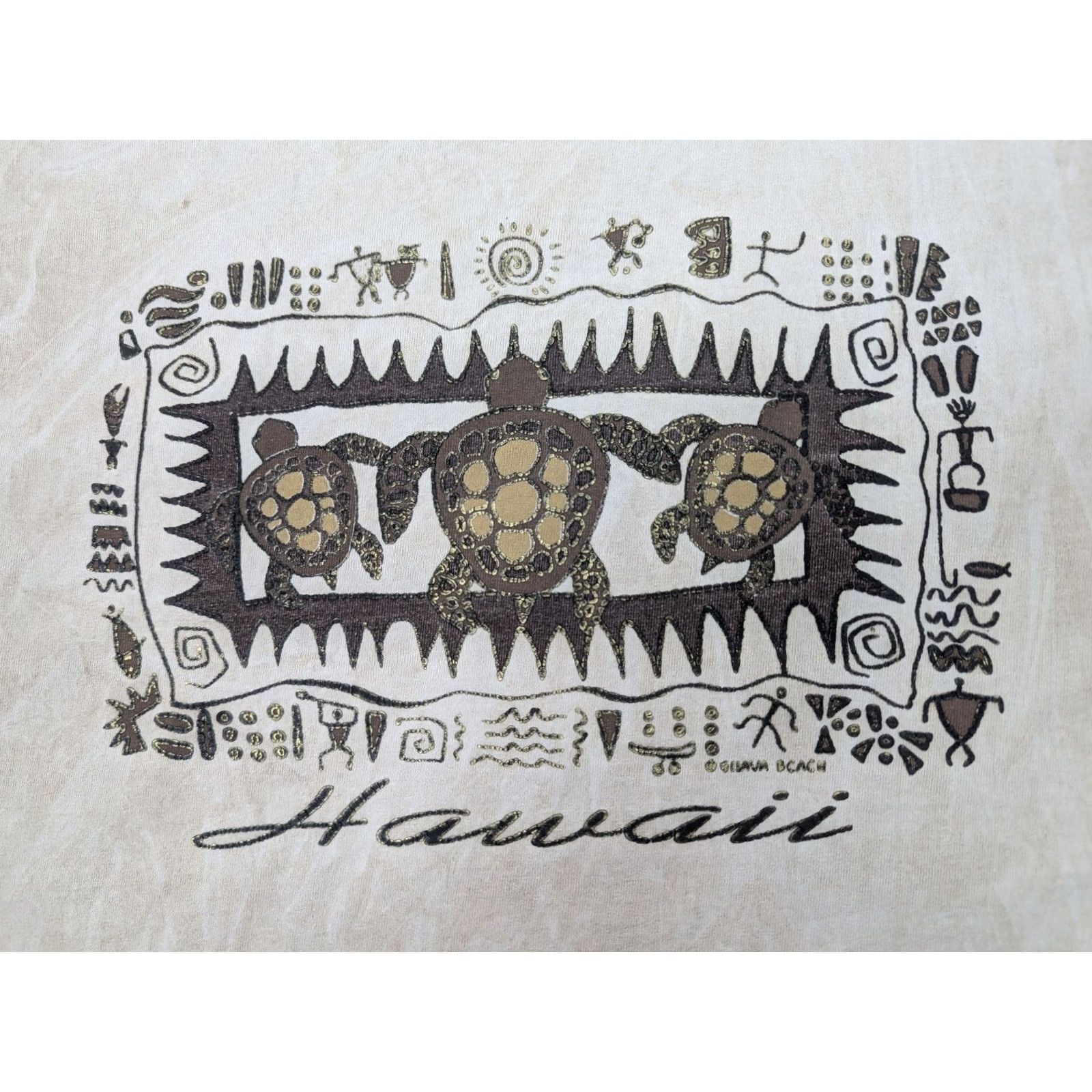 Vintage VINTAGE Guava Beach Maui Hawaii Sea Turtles Beige T-Shirt Size Large Cotton Size US L / EU 52-54 / 3 - 3 Thumbnail