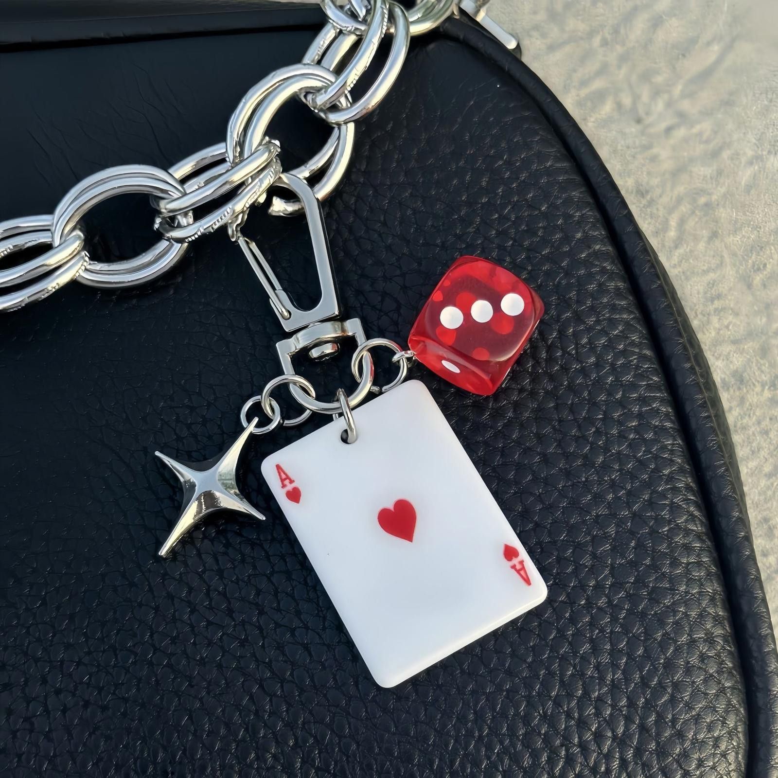 Jewelry Playing Card & Dice Keychain, Poker Charm Accessories Size ONE SIZE - 3 Thumbnail