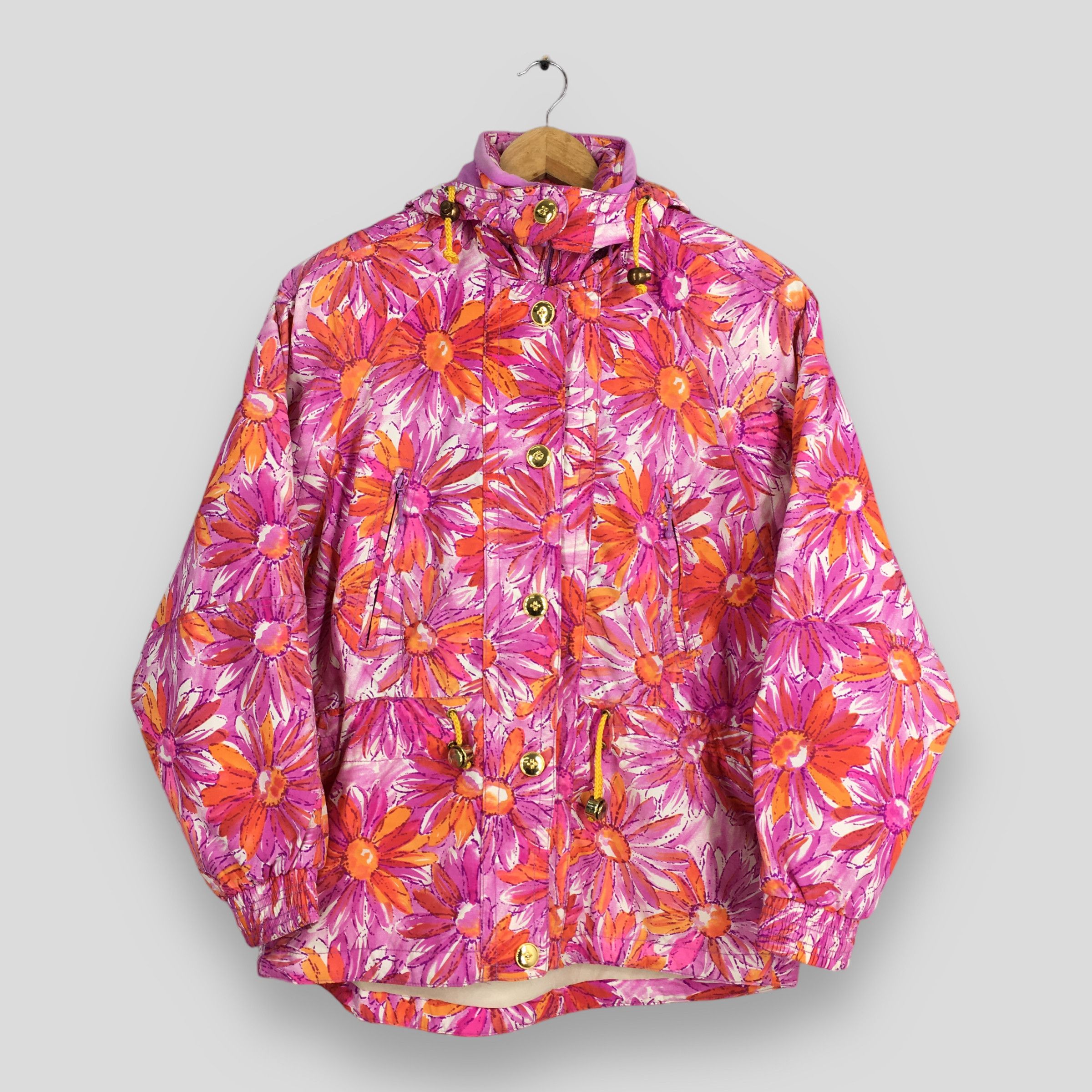 image of Art x Ski Vintage 80's Beauty Floral Printed Women Jacket Large in Pink