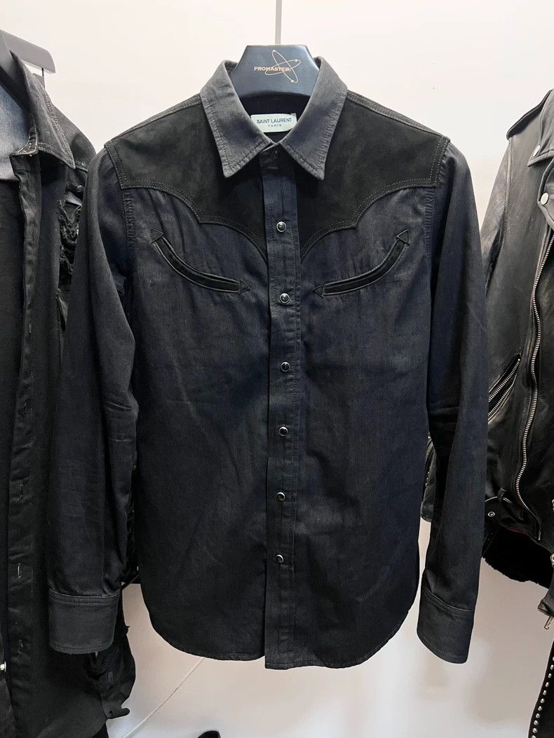 Saint Laurent Paris Sanit Laurent Paris Suede patchwork shirt jacket Size US S / EU 44-46 / 1 - 1 Thumbnail