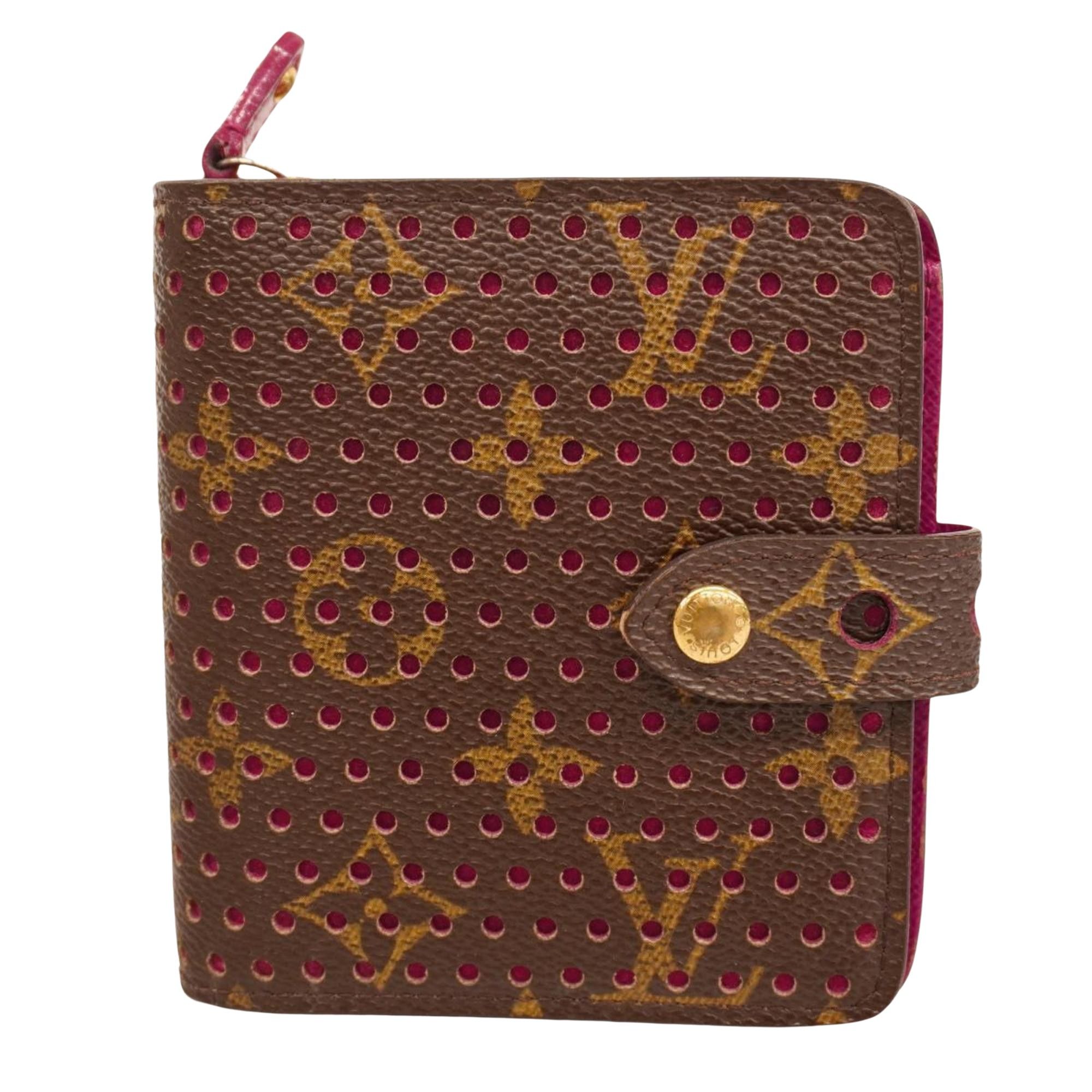 image of Louis Vuitton Perfo Compact Wallet in Brown, Women's